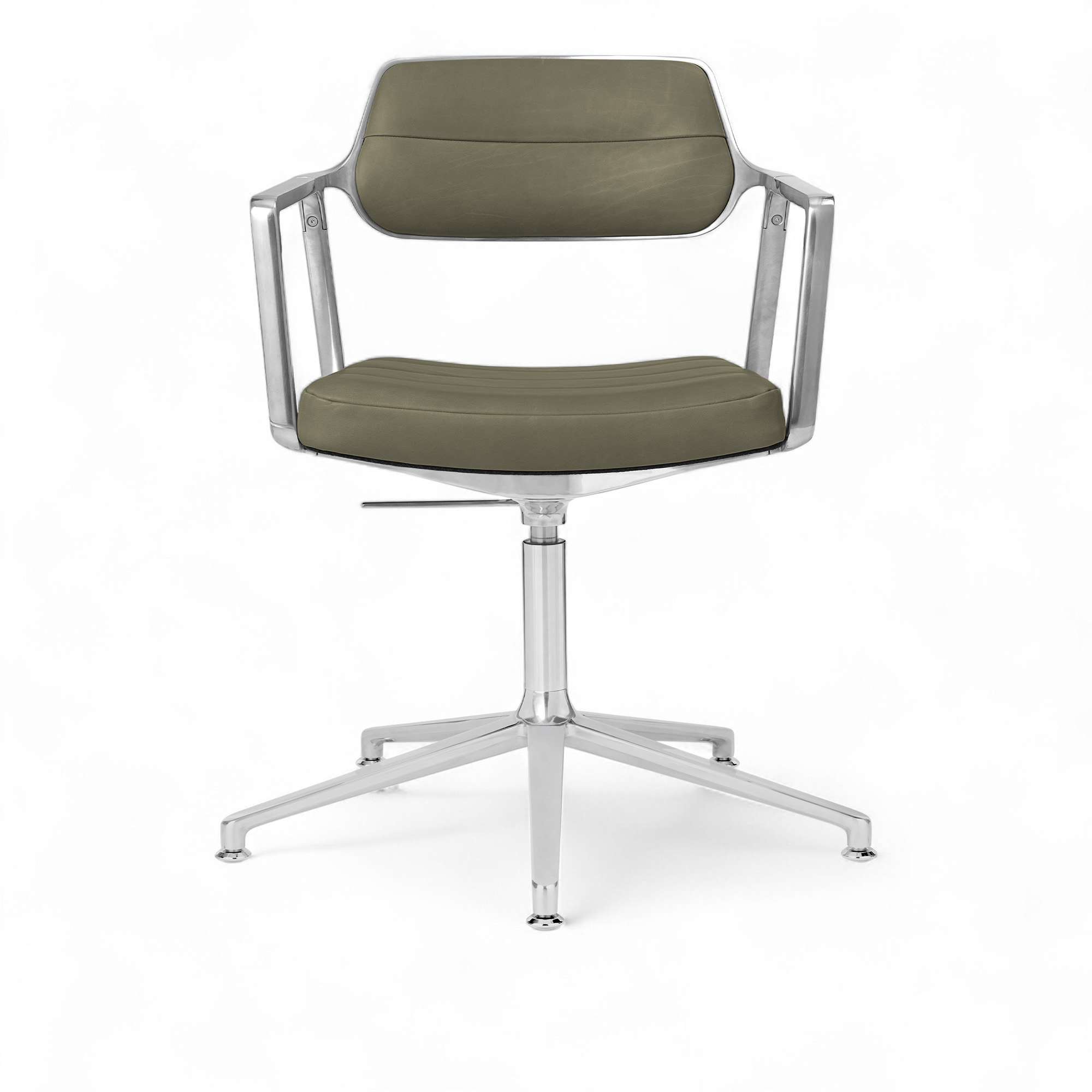 vipp - vipp453+ kontorstol polerad ram med bosco green läder - kontorsstolar - grön