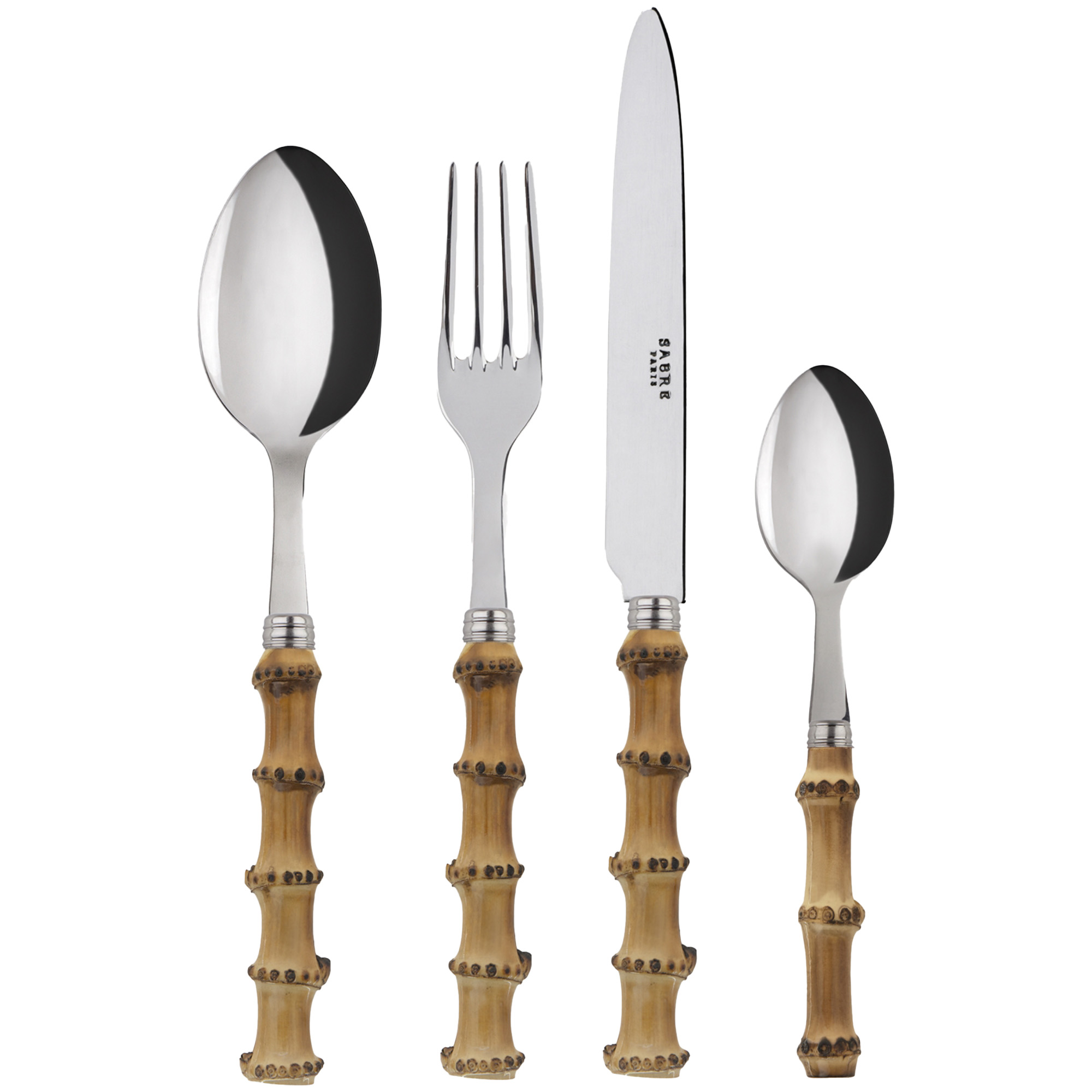Sabre Paris - Panda 4 Pieces Cutlery Set Light Bamboo - Bestickset - Pascale Gelb | Servering - Bestick - Bestickset | Möbelexperten
