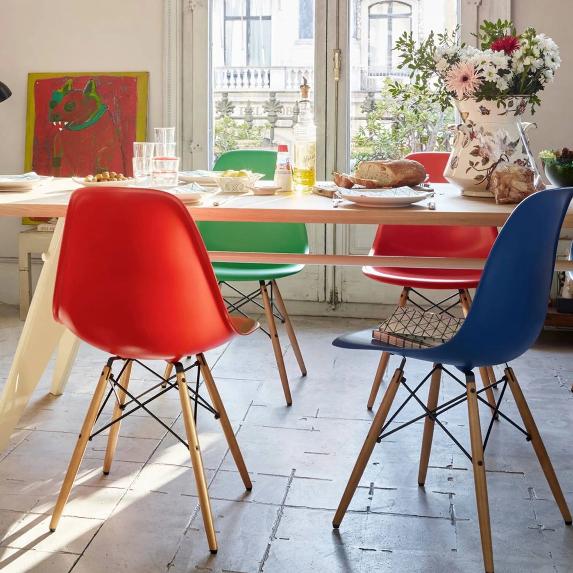 Eames RE Plastic Chair DSW stol Golden Maple