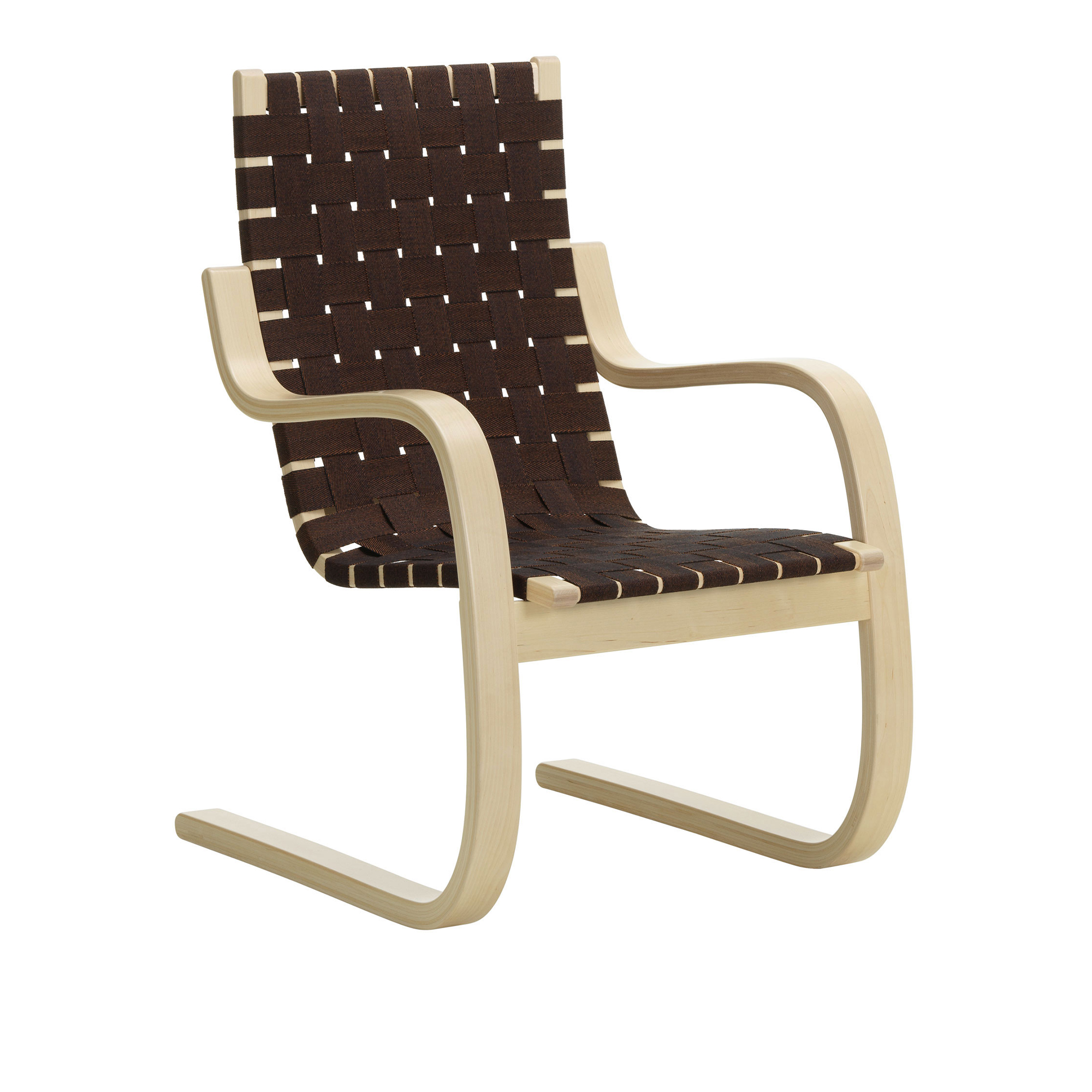 Artek - Armchair 406 Black Brown - F&aring;t&ouml;ljer - Alvar Aalto - Brun - Tr&auml;/Textilmaterial