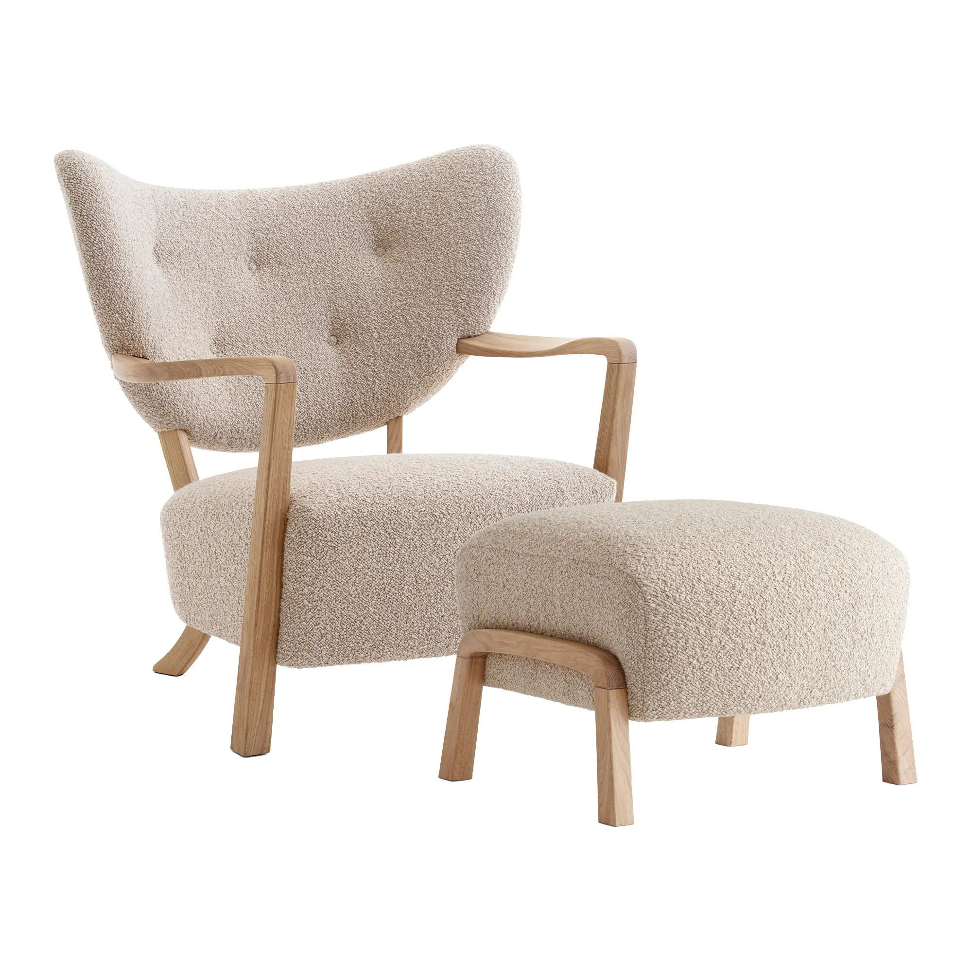 Wulff Lounge Chair ATD2 & Pouf ATD3 - Oak