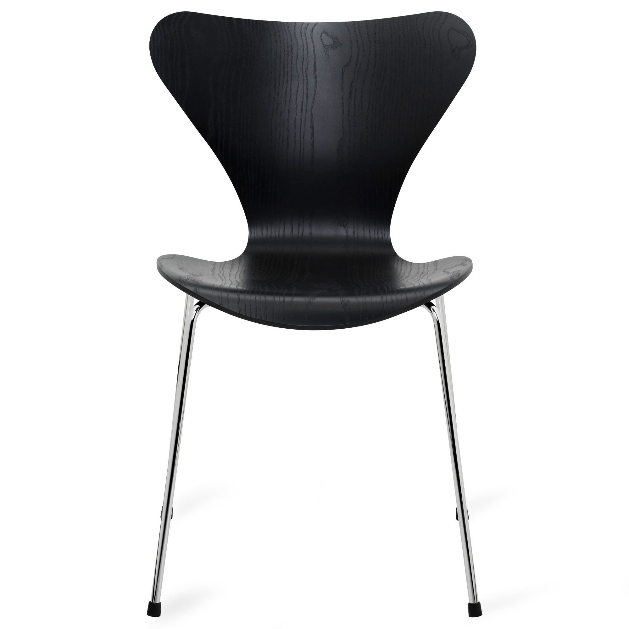 Fritz Hansen - Sjuan 3107 stol f&auml;rgad askfan&eacute;r chrome / black - Matstolar - Arne Jacobsen - Svart - Tr&auml;