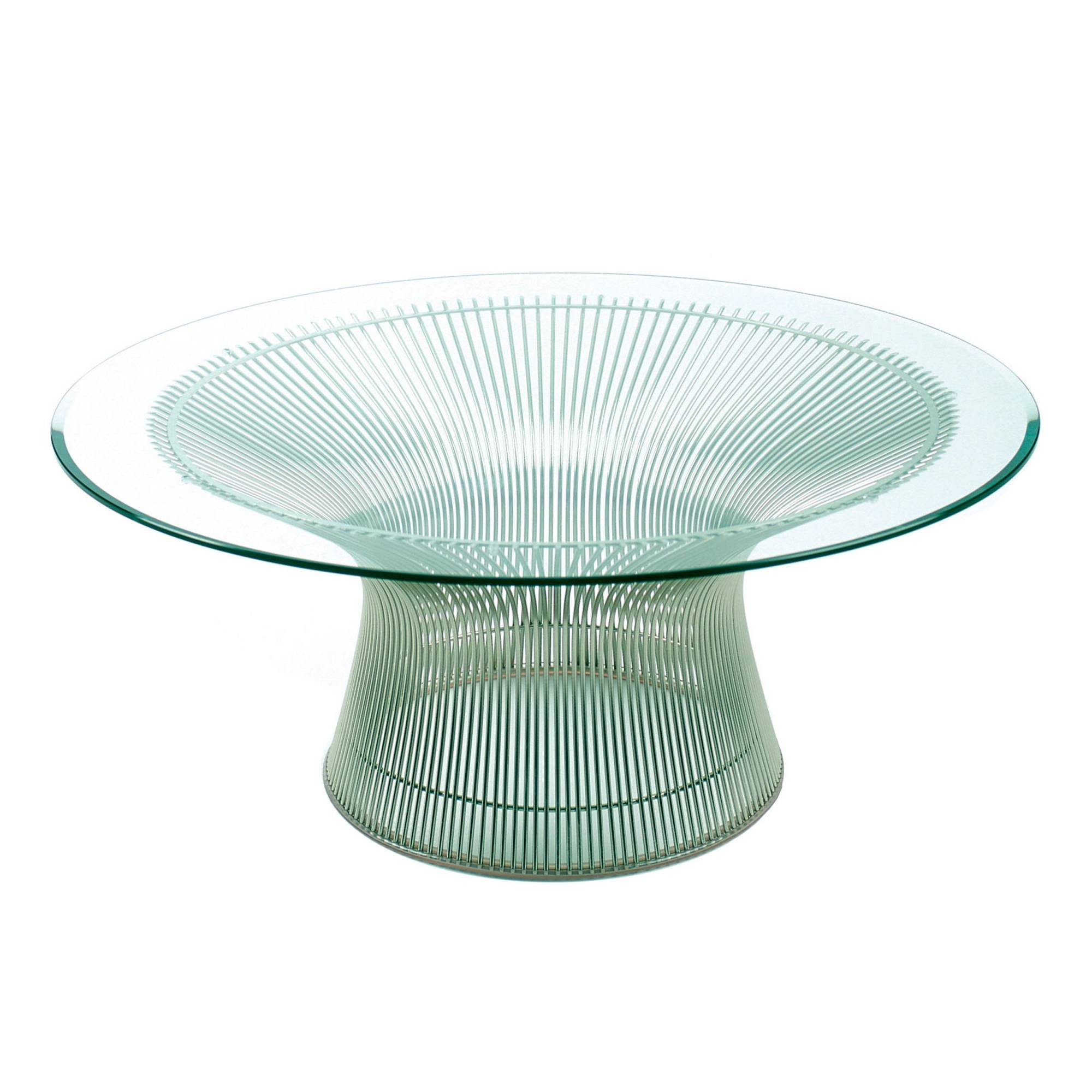 Knoll - Platner Coffee Table, underrede i Polerad nickel, Ø 91,5 cm, skiva i brun Emperador marmor - Soffbord - Warren Platner