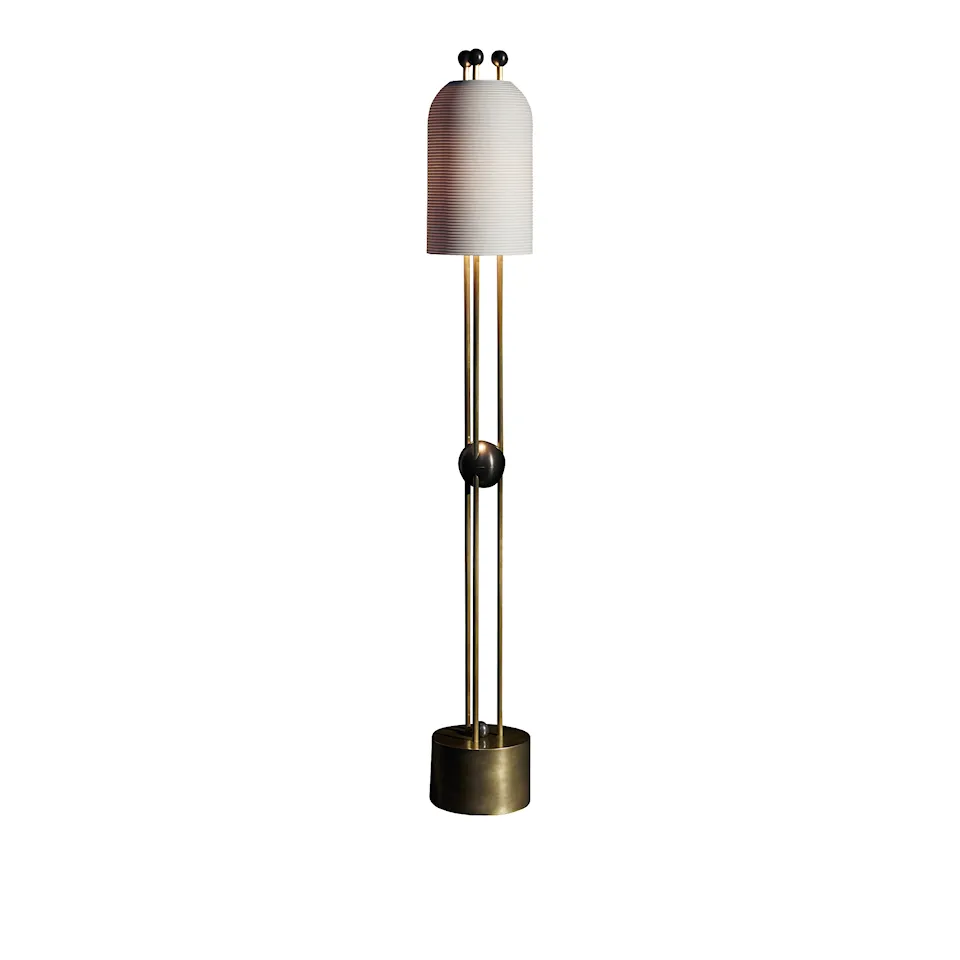 Lantern : Floor Lamp - Aged Brass