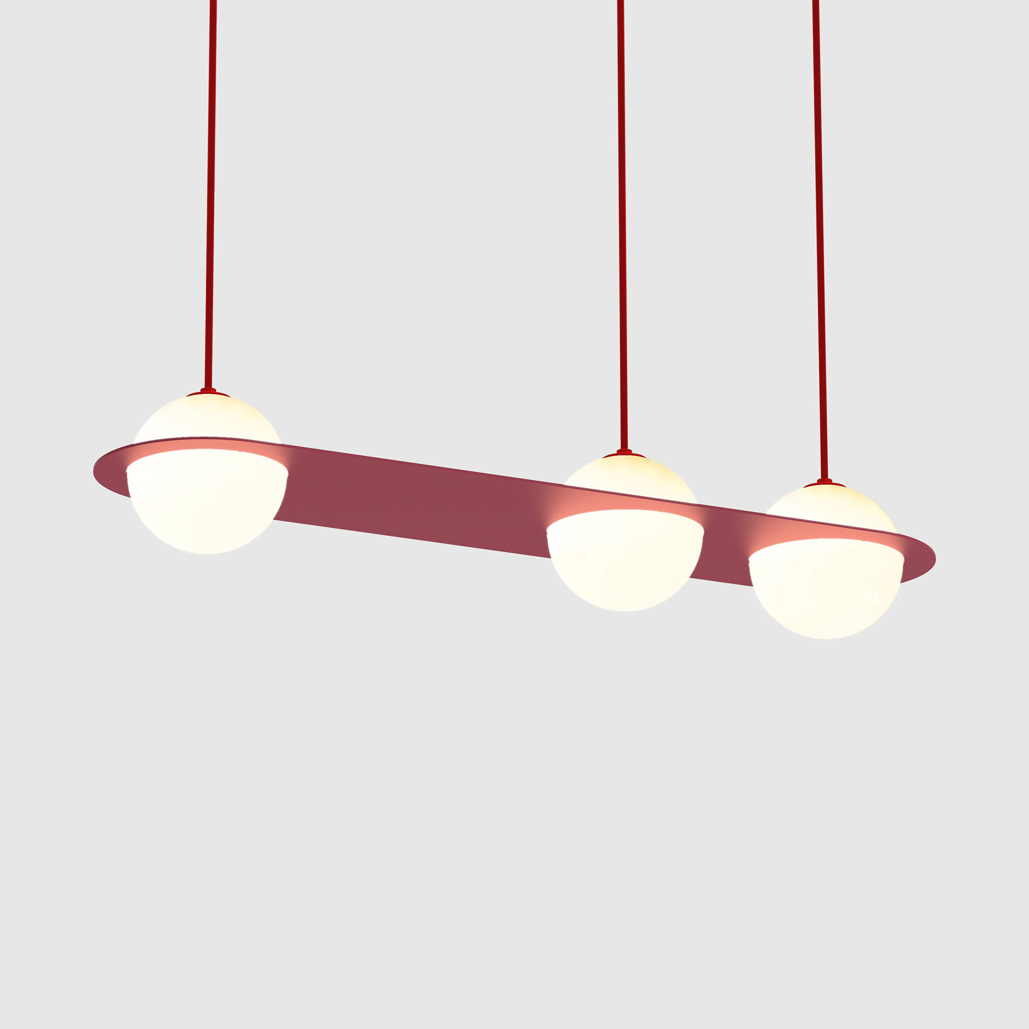 Lambert & Fils - Laurent 07, Angle, Burgundy frame, Burgundy wires, Black canopy - Pendellampor - Lila