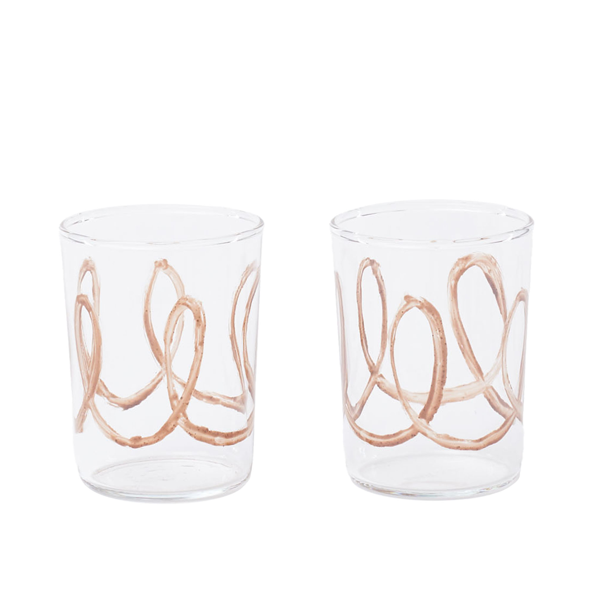 Niko June - Soft Serve Drinking Glass 2Pcs Brown Swirl - Dricksglas - Niko Juno - Brun