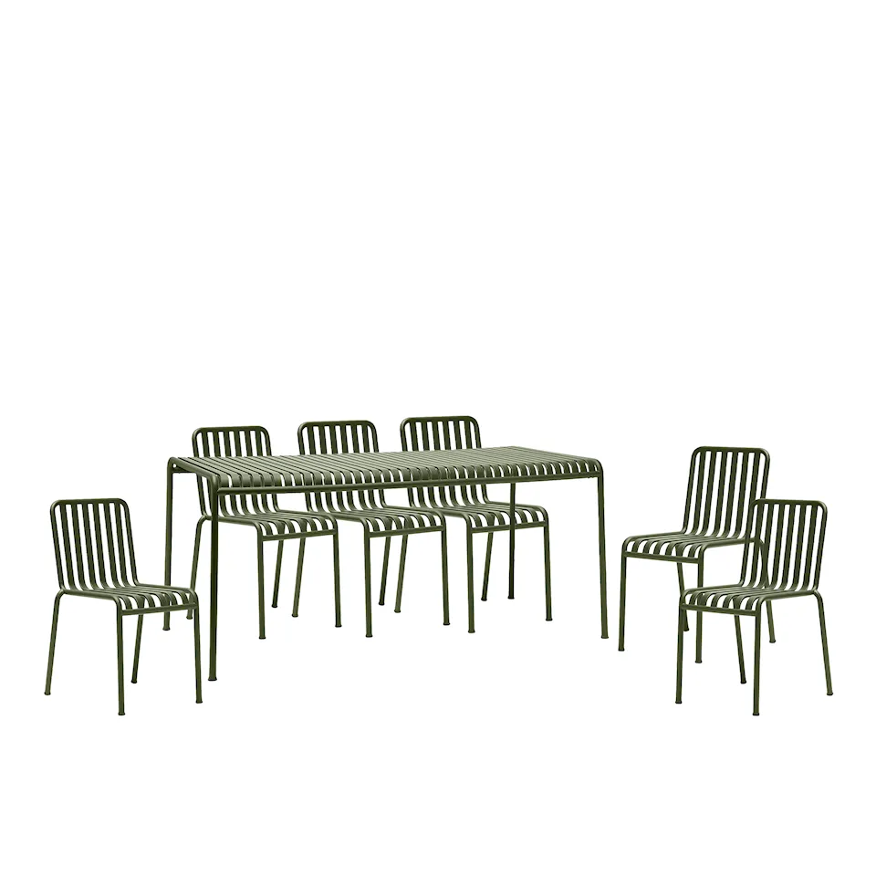 Palissade matgrupp med bord 90x170cm & 6 stolar