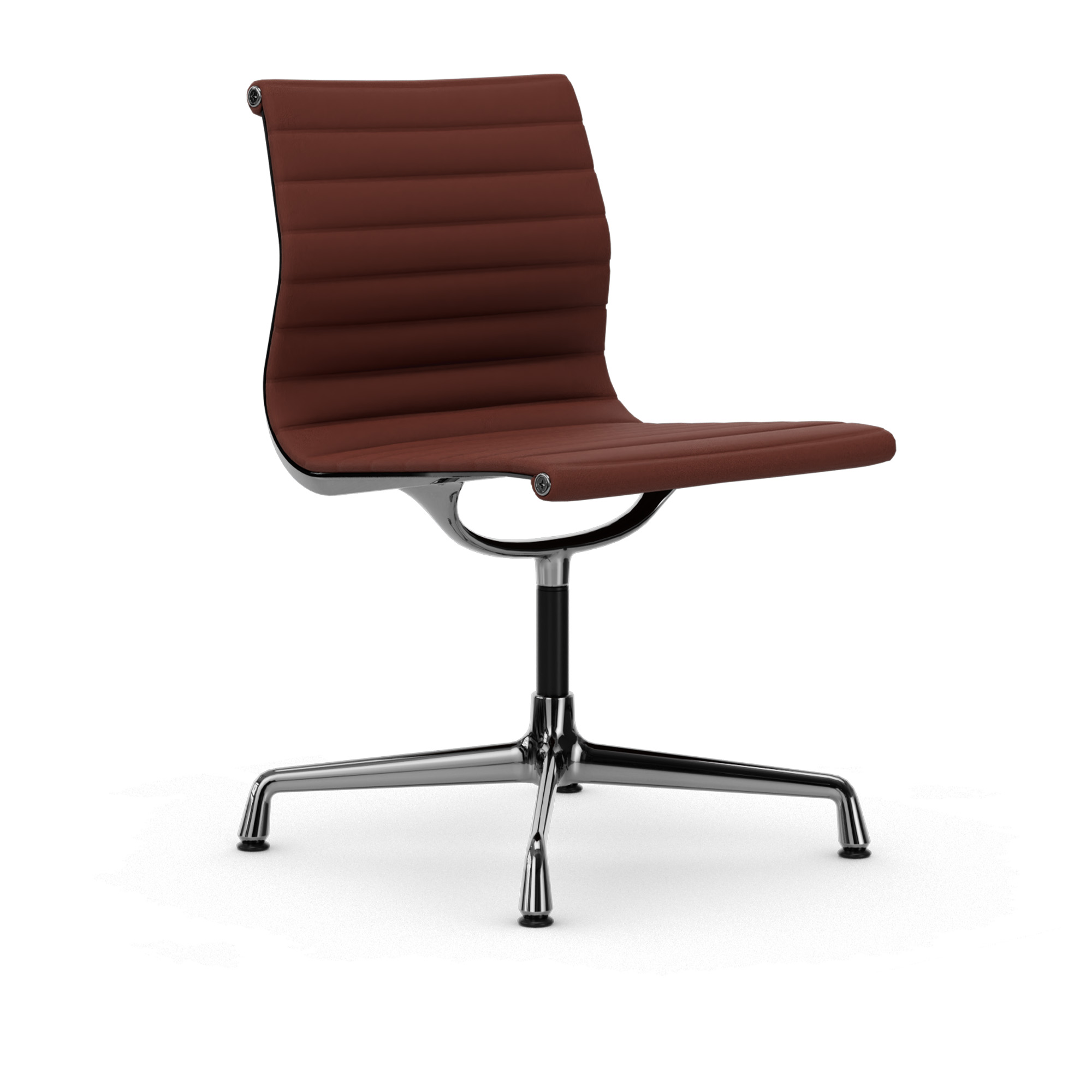 vitra - ea 101, förkromat, läder: kat. l40 - leather premium brandy 93 - kontorsstolar - charles & ray eames - brun