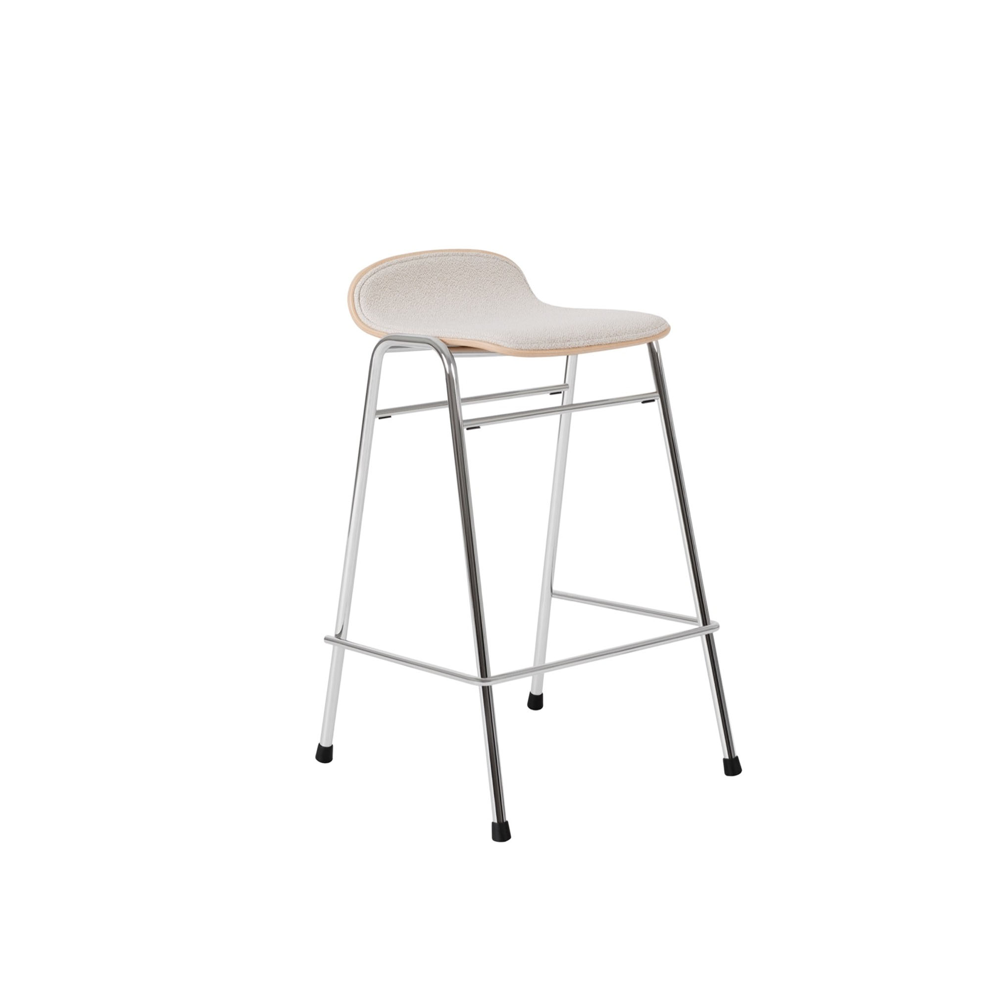 HEM - Touchwood Counter Stool - Calla/Chrome - Barstolar & barpallar - Lars Beller Fjetland - Silver,Beige - Metall/Trä/Syntetiskt/Ull