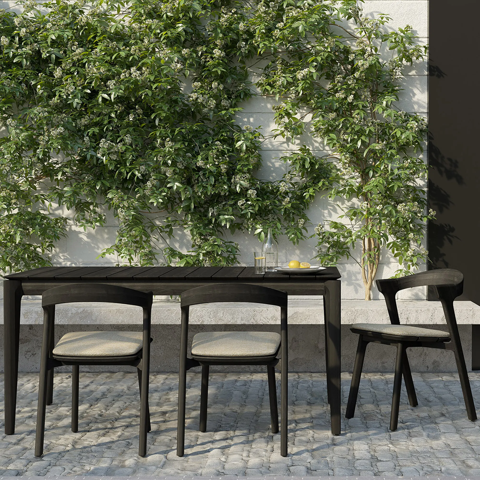 Bok Outdoor Dining Chair - Varnished Oak/Black