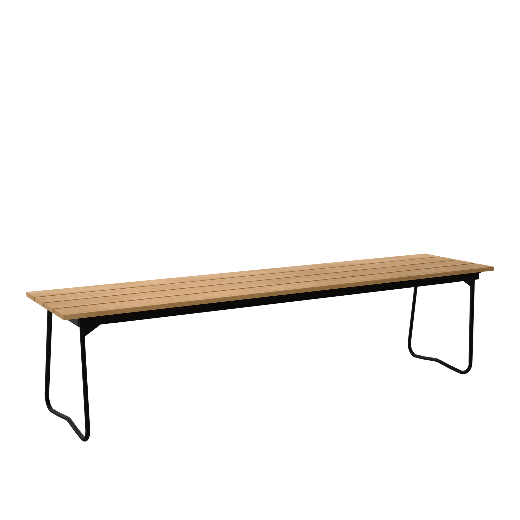 grythyttan stålmöbler - bench 9 oiled oak with black steel base - trädgårdsbänkar - artur lindqvist - träfärgad - metall/trä