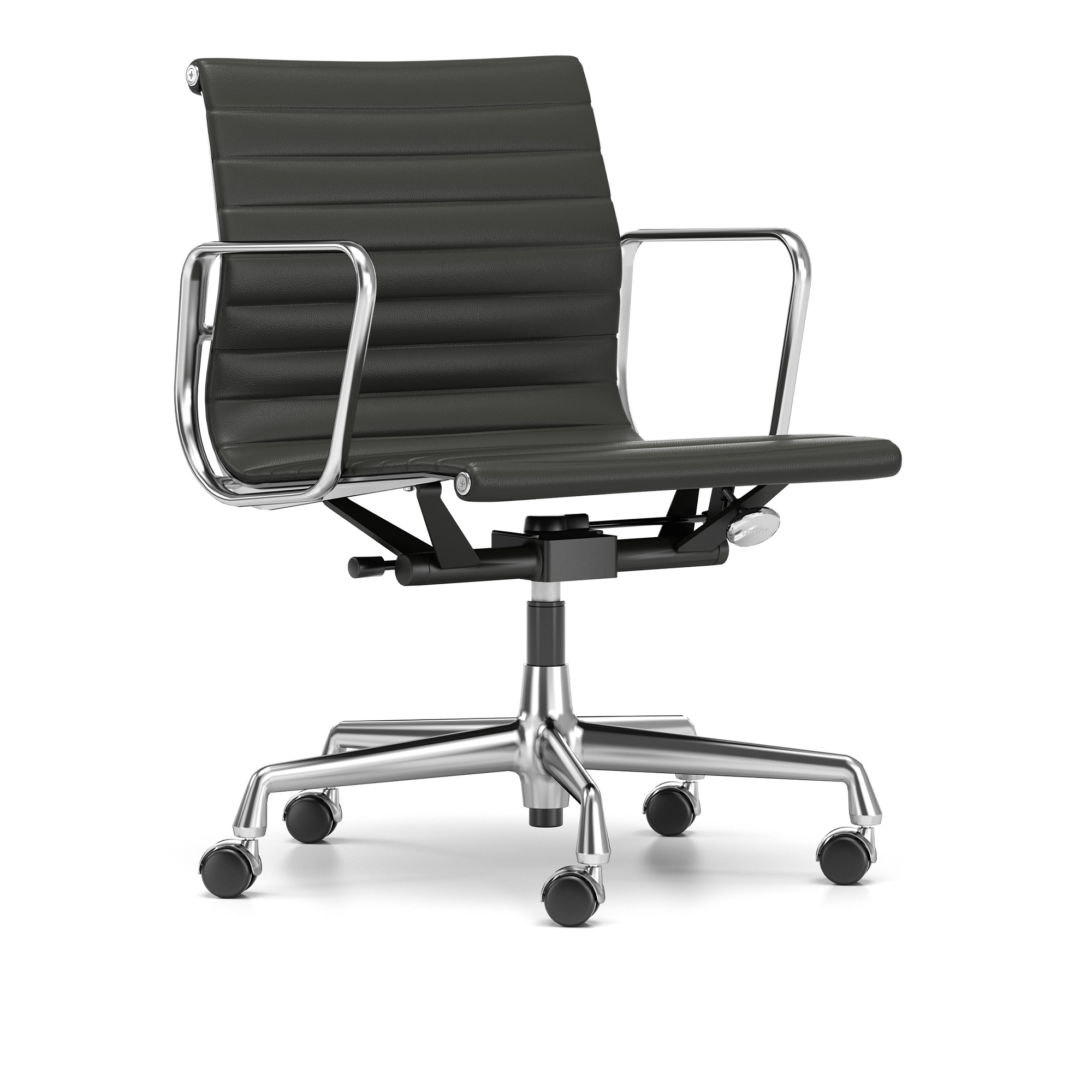 vitra - ea 117, förkromat, läder: kat. l20 - leather - 66 - kontorsstolar - charles & ray eames - svart