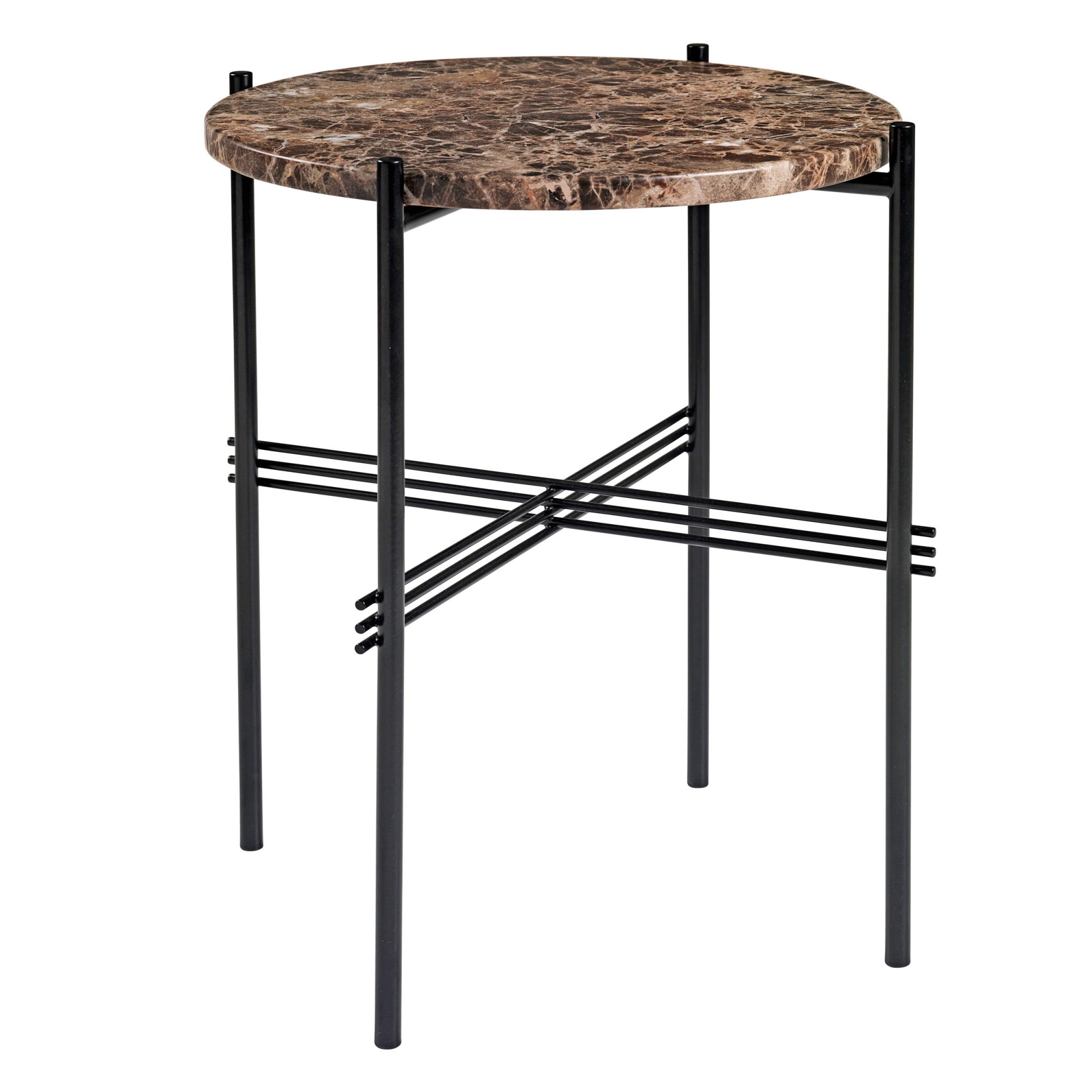 Gubi - TS Soffbord Ø 40 H. 51, Top: Marrone Emperador Marble, Base: Black - Soffbord - GamFratesi - Brun - Metall/Sten