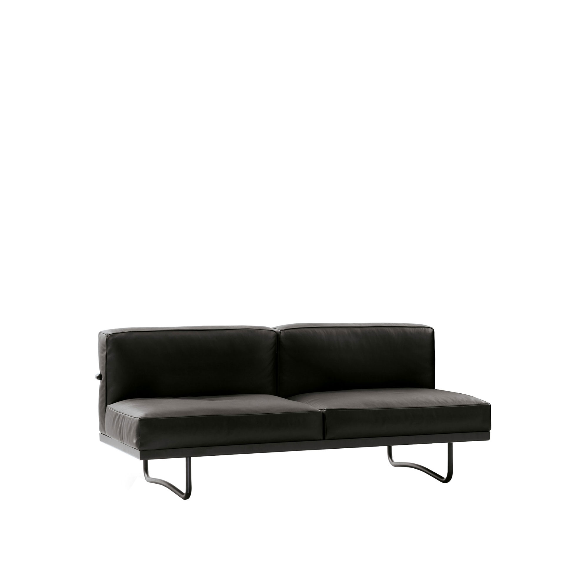 Cassina - LC5 2-Seater Sofa, Black Enamel Frame, LCX 13X411 - Soffor - designer_charlotte_perriand,designer_le_corbusier,designer_pierre_jeanneret - Grå