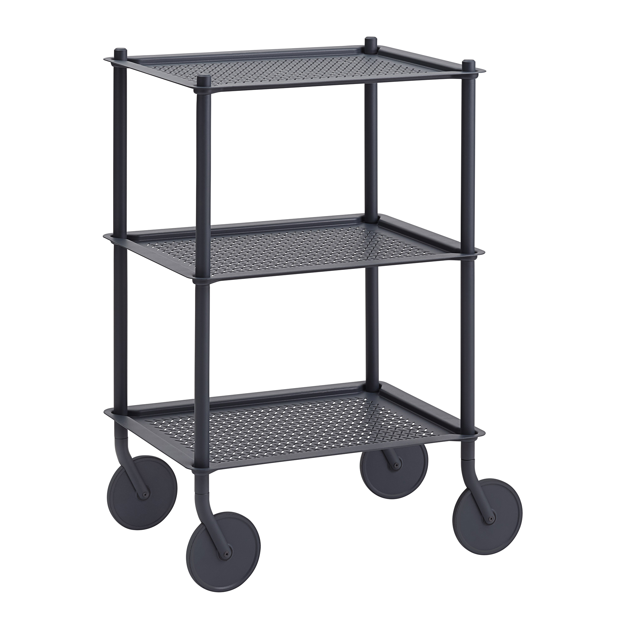 Muuto - Flow Trolley 3 Layer Blue Grey - Serveringsvagnar - Normal Studio - Blå - Metall