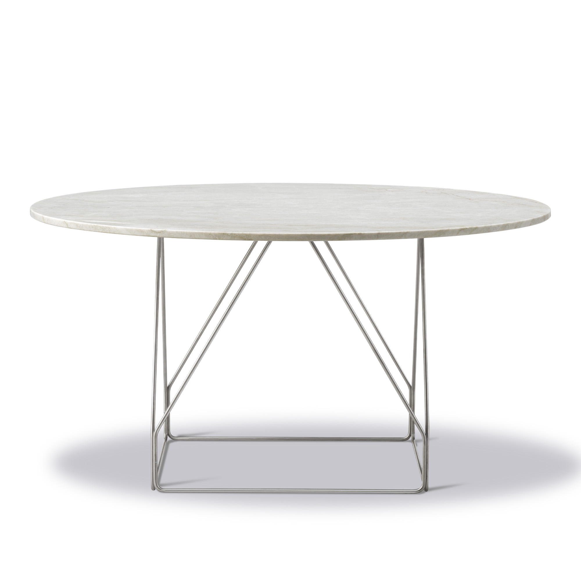 Fredericia Furniture - JG Table - Ø140 cm - Ivory Quartzite - Brushed stainless steel - Matbord - Jørgen Gammelgaard