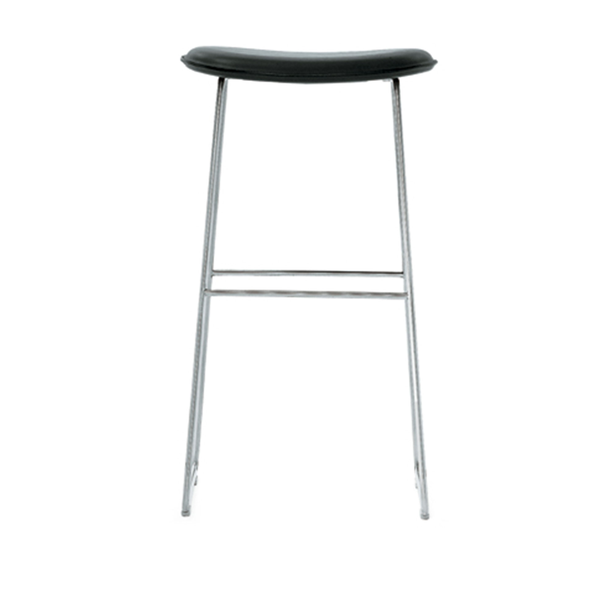 Cappellini - Morrison Stool, H 70, Fixed Leather Upholstery, Leather Cat. G, Pelle 934, 48 Anthracite (RAL 7021) Base Finish - Barstolar & barpallar - Jasper Morrison