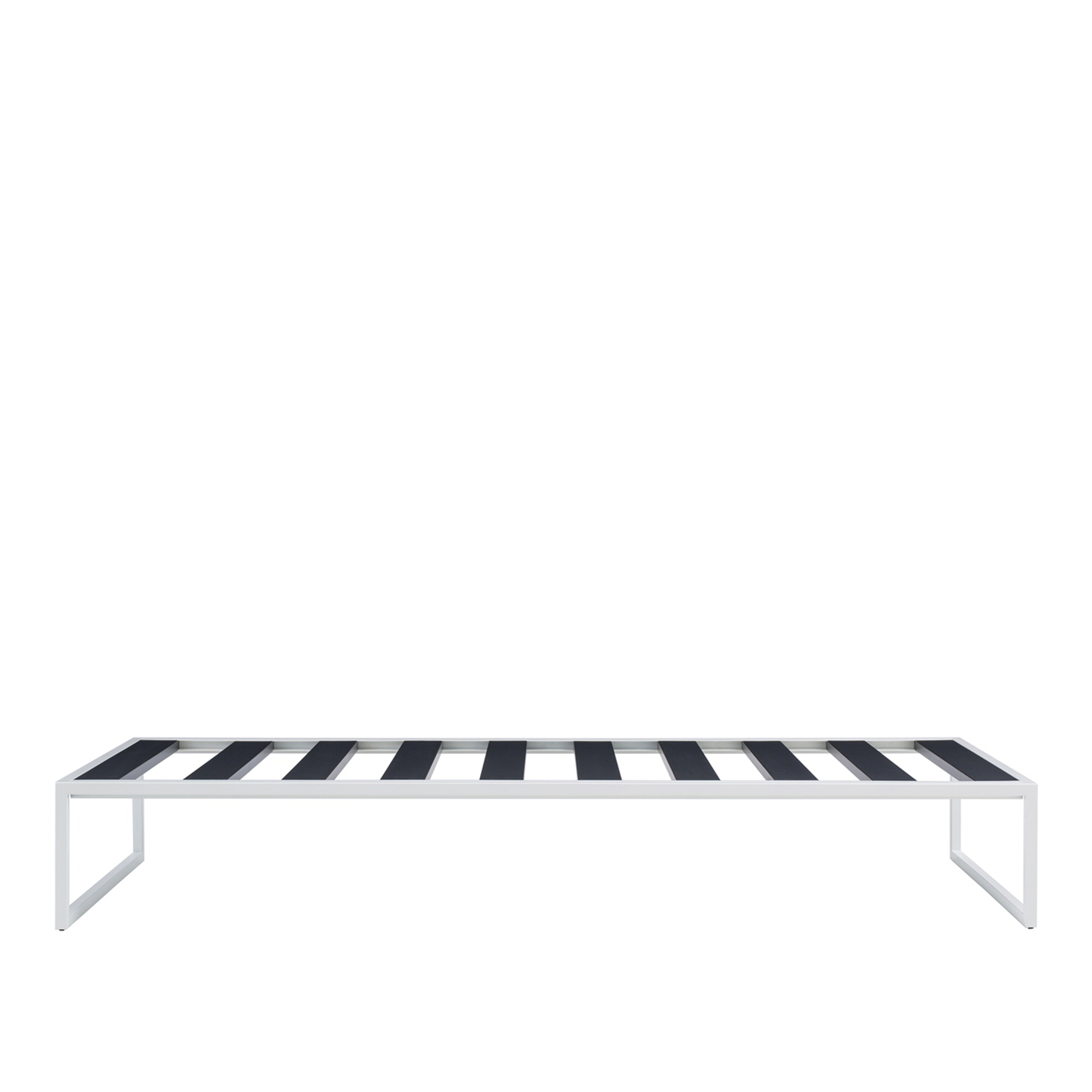 Cappellini - Fronzoni 64 Bed, Square Metal Tube Structure, Br: 200 cm, Anthracite Finish, Massive Covered Tulipier Slats Bedstead, Excl. Mattress - Sängar - Grå