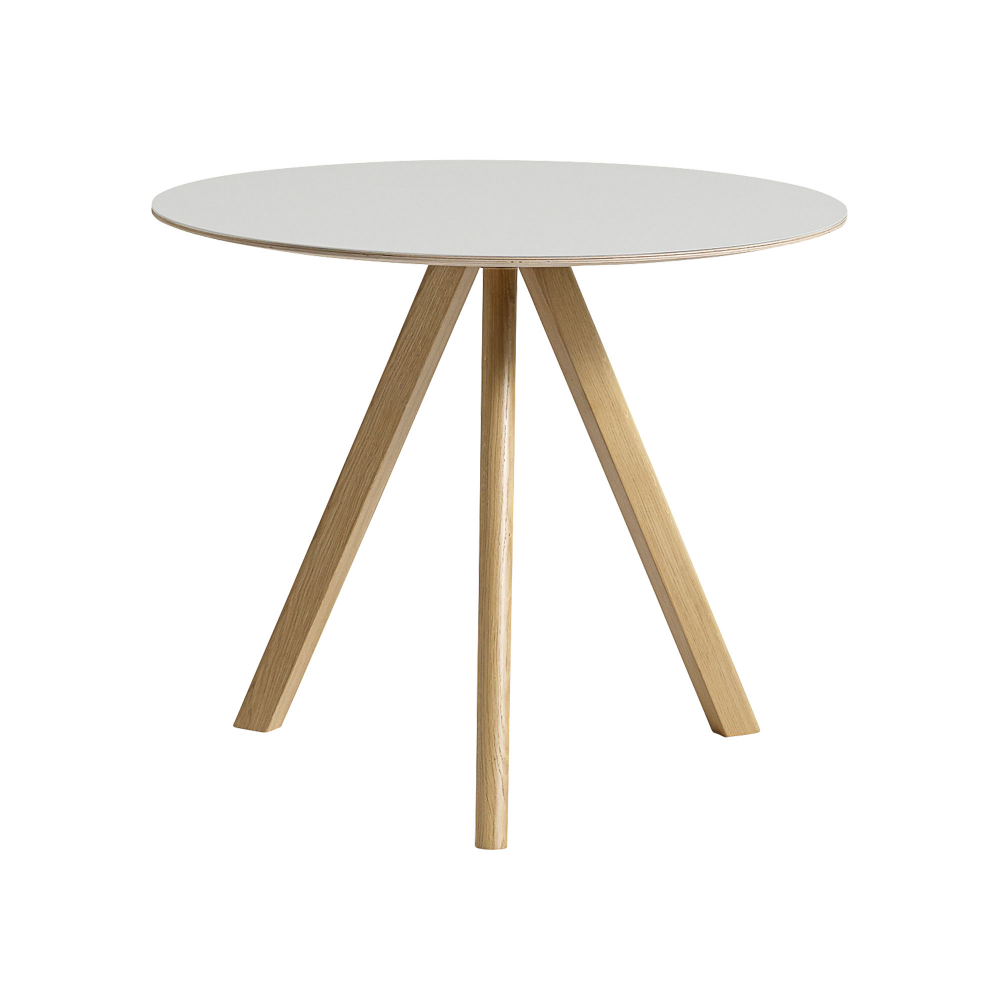 HAY - CPH20 2.0 Table Lacquered Oak Frame Ø90 X H74 Off-White Linoleum Tabletop Lacquered Edge - Matbord - Ronan & Erwan Bouroullec - Vit - Trä | Möbler - Bord - Matbord | Möbelexperten
