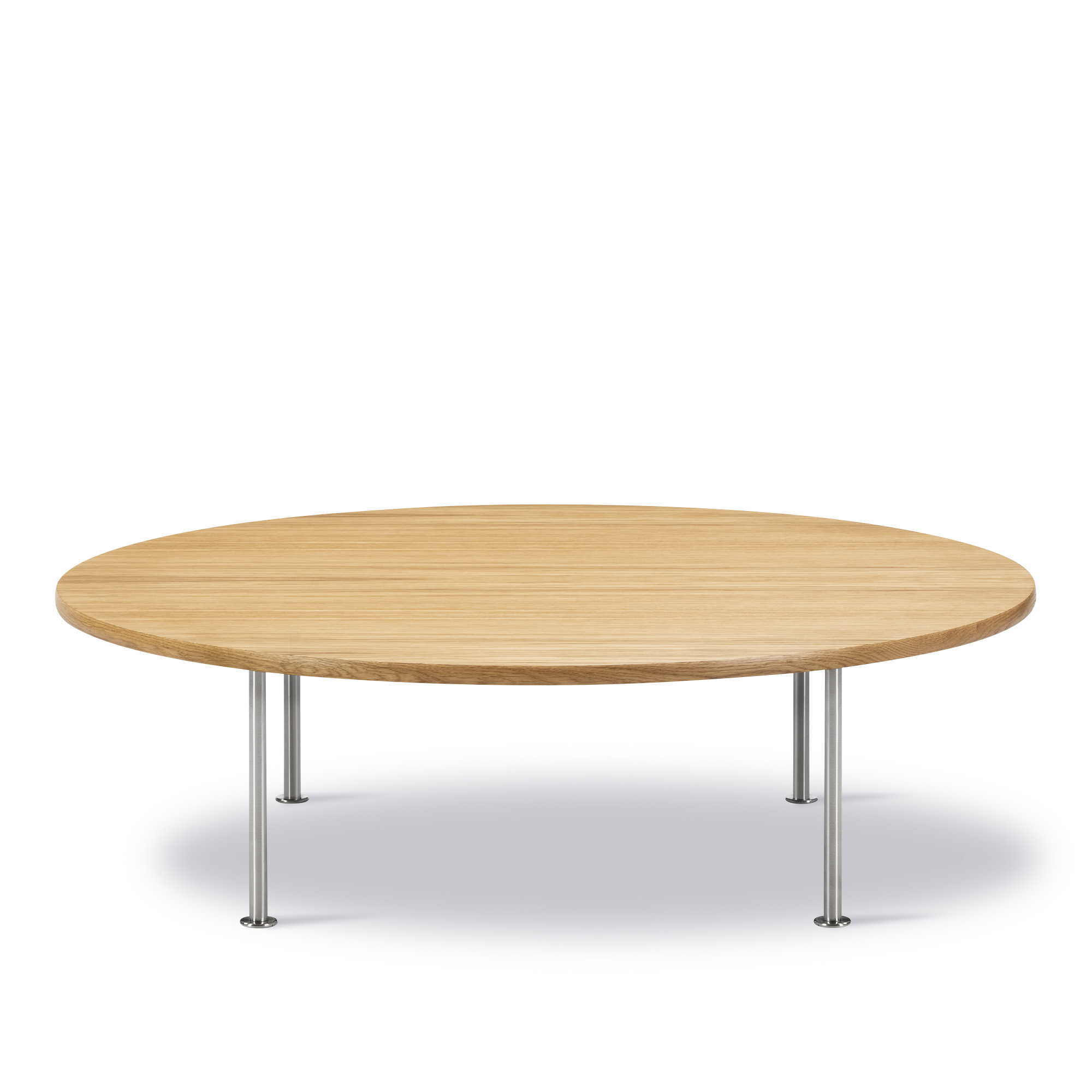 Fredericia Furniture - Wegner Ox Table Ø120 cm - Oak oil - Brushed stainless steel - 35 cm - Soffbord - Hans J. Wegner - Träfärgad - Trä