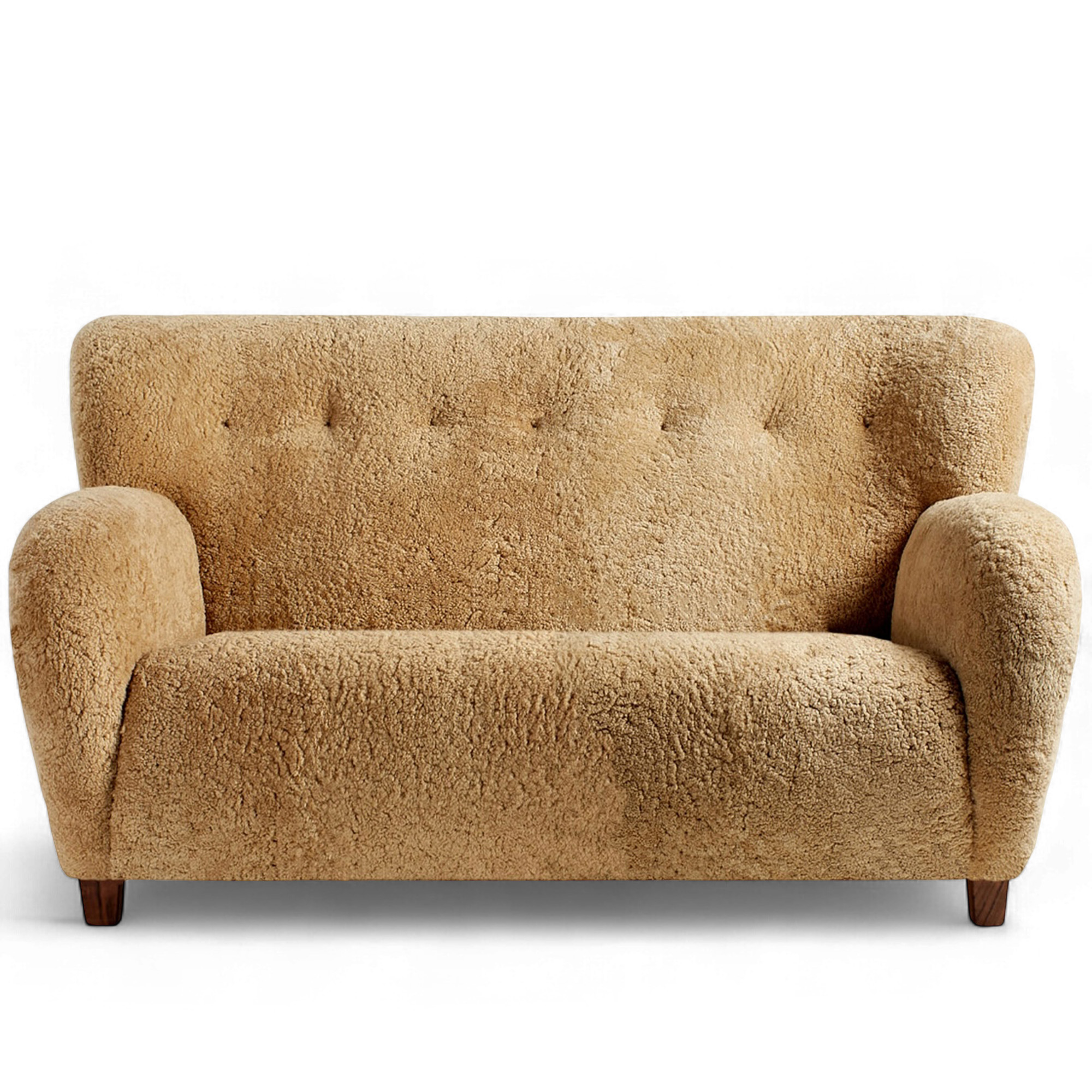 Dagmar - Karu Sofa, 2 Seater Sheepskin Maple Walnut - Soffor - Gunnar Haimi - Träfärgad - Trä/Textilmaterial | Möbler - Soffor Och Dagbäddar - Soffor | Möbelexperten