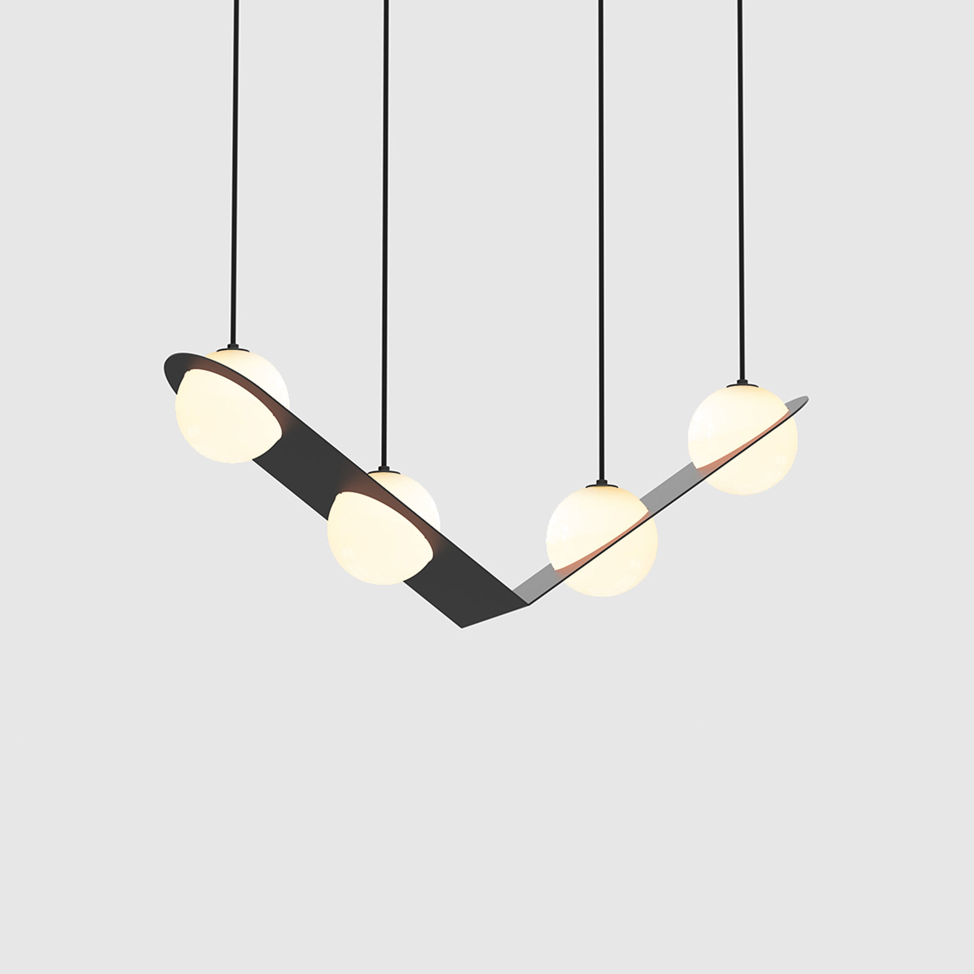 Lambert & Fils - Laurent 02, Angle, Burgundy frame, Burgundy wires, Black canopy - Pendellampor - Röd