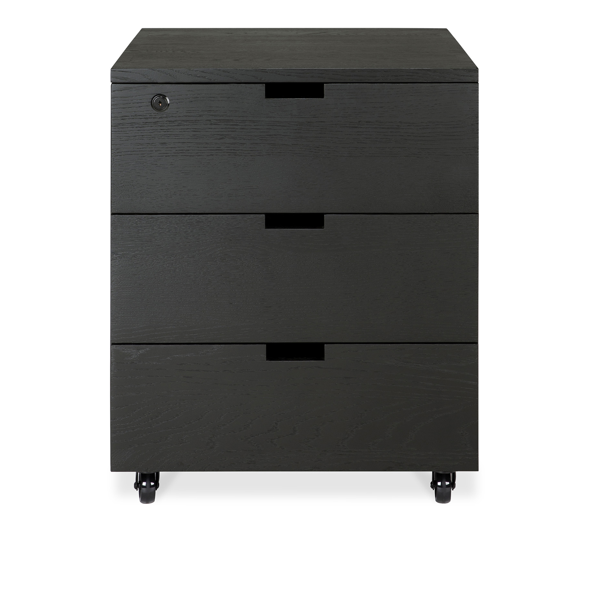Ethnicraft - Billy Drawer Unit - Varnished Oak - Black - 3 Drawers - With Keylock - Byråer - Svart - Trä | Möbler - Förvaring Och Hyllor - Byråer | Möbelexperten