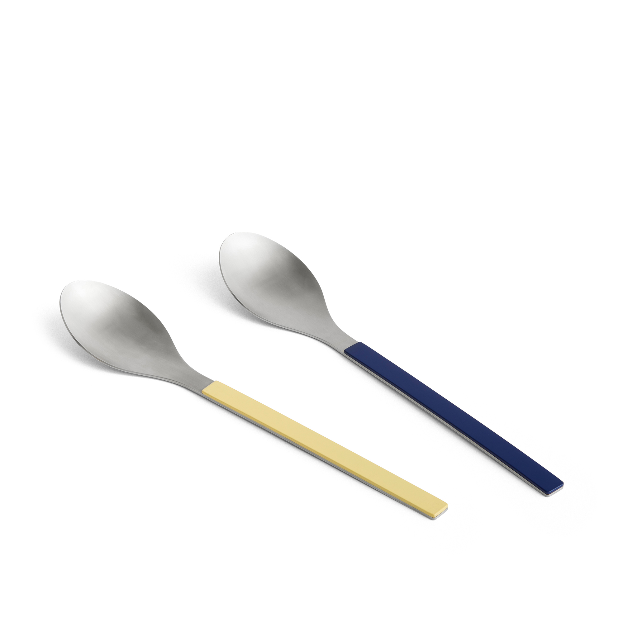 HAY - MVS Serving Spoon, Set of 2 Dark Blue And Yellow - Bestickset - Muller Van Severen | Servering - Bestick - Bestickset | Möbelexperten