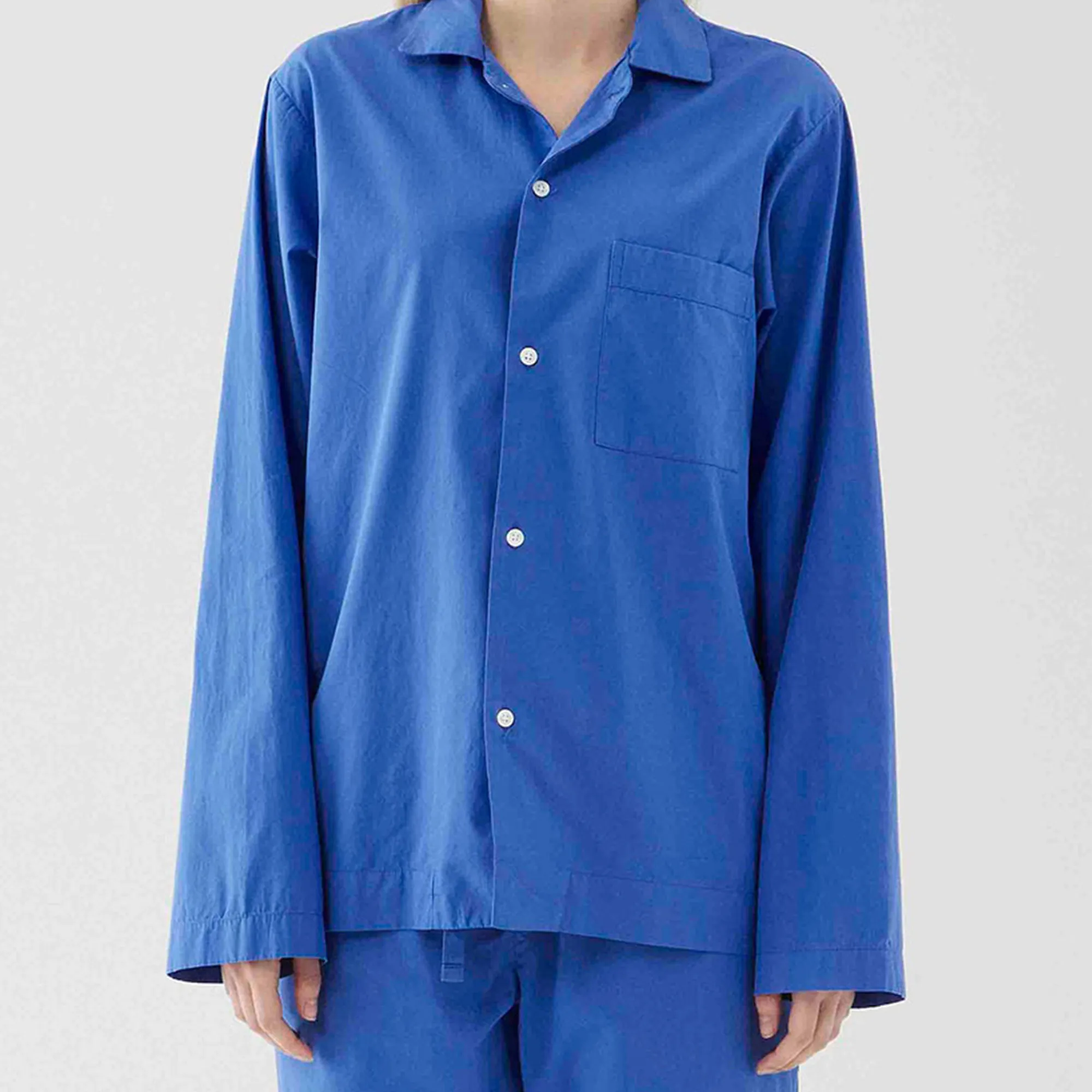 Poplin Pyjamas Shirt Royal Blue