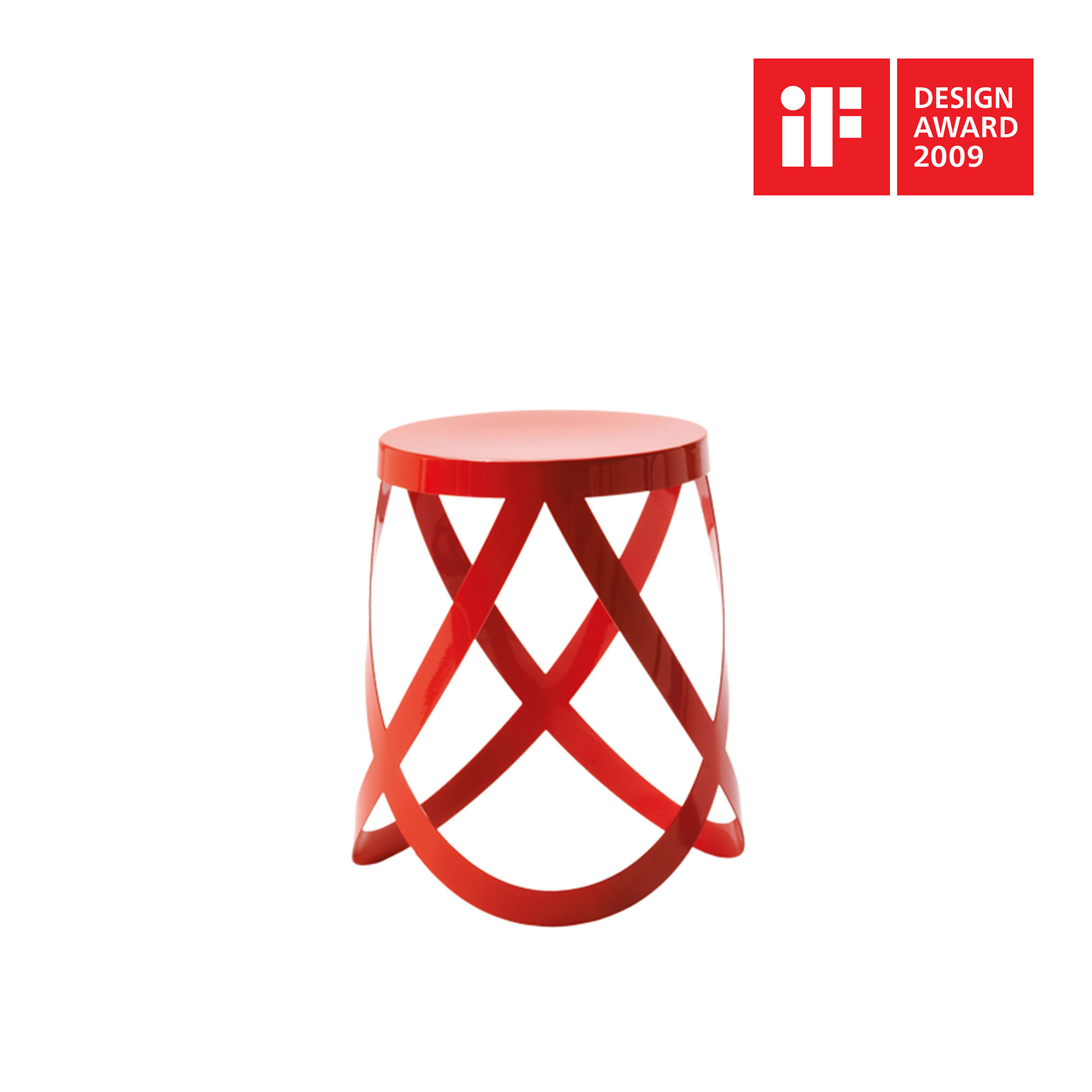 Cappellini - Ribbon Lacquered Low Stool, Metal Plate Structure, 4RO Matt Lacquer Red (RAL 3020) Finish  - Sittpallar - Nendo - Röd - Metall