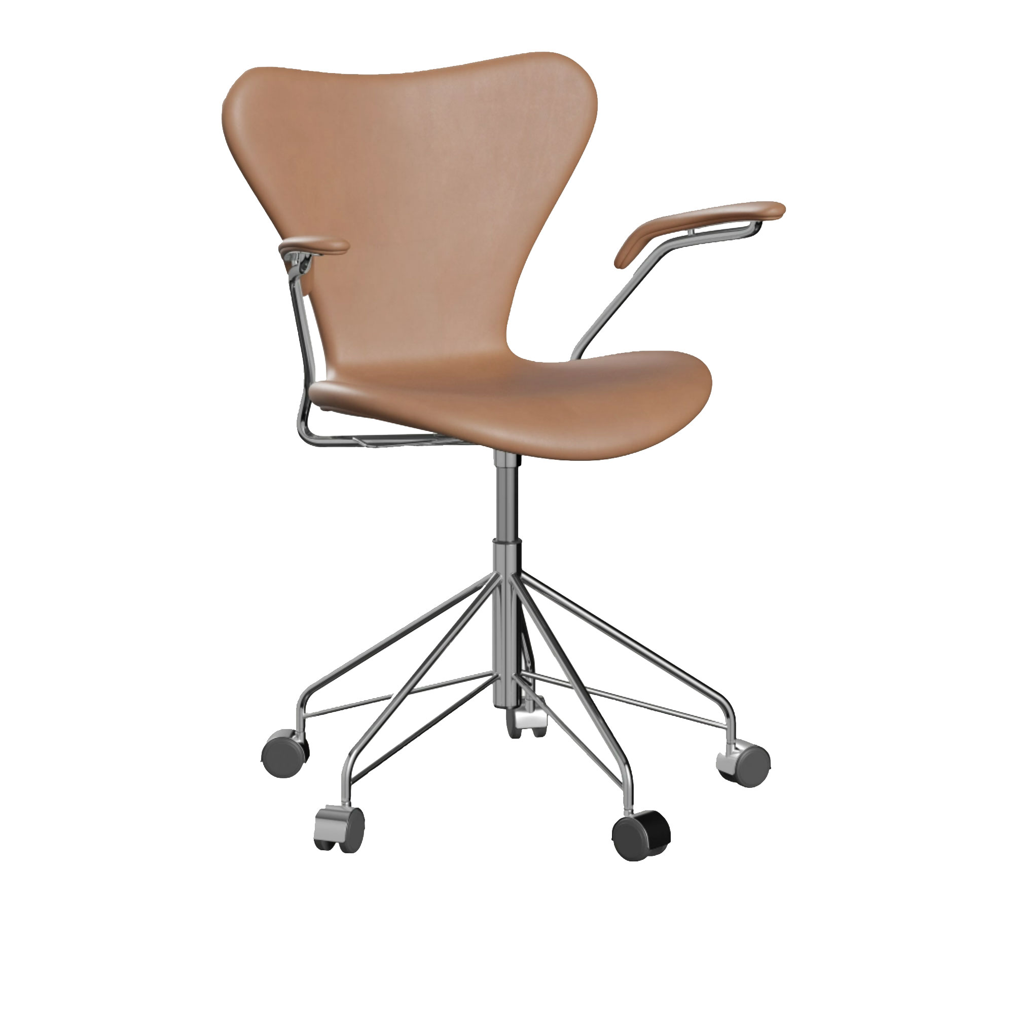 Fritz Hansen - 3217 Sjuan - Helklädd, Läder, Rustik - Kontorsstolar - Arne Jacobsen - Beige