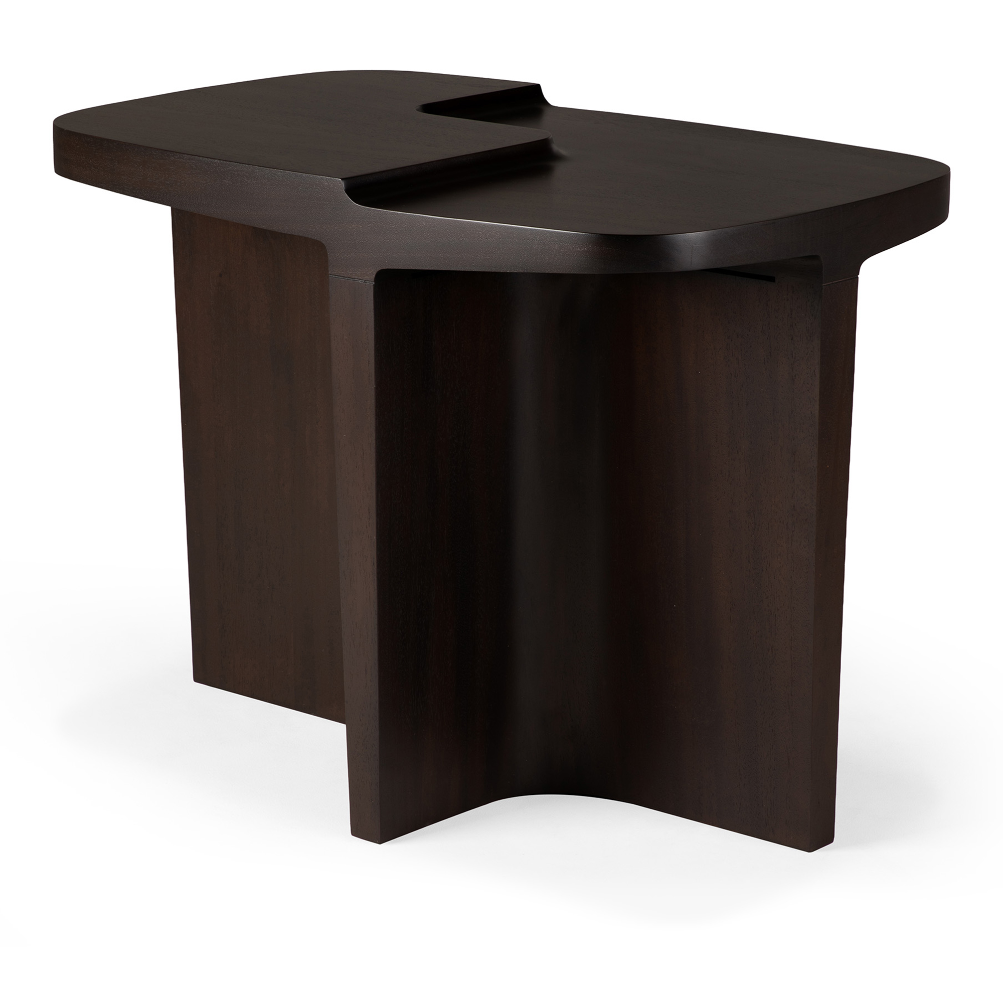 Ethnicraft - Brutalist Side Table - Varnished Mahogany - Rose Brown - Rectangular 40 x 60 cm - Sidobord - Alain Van Havre - Tr&auml;f&auml;rgad - Tr&auml;