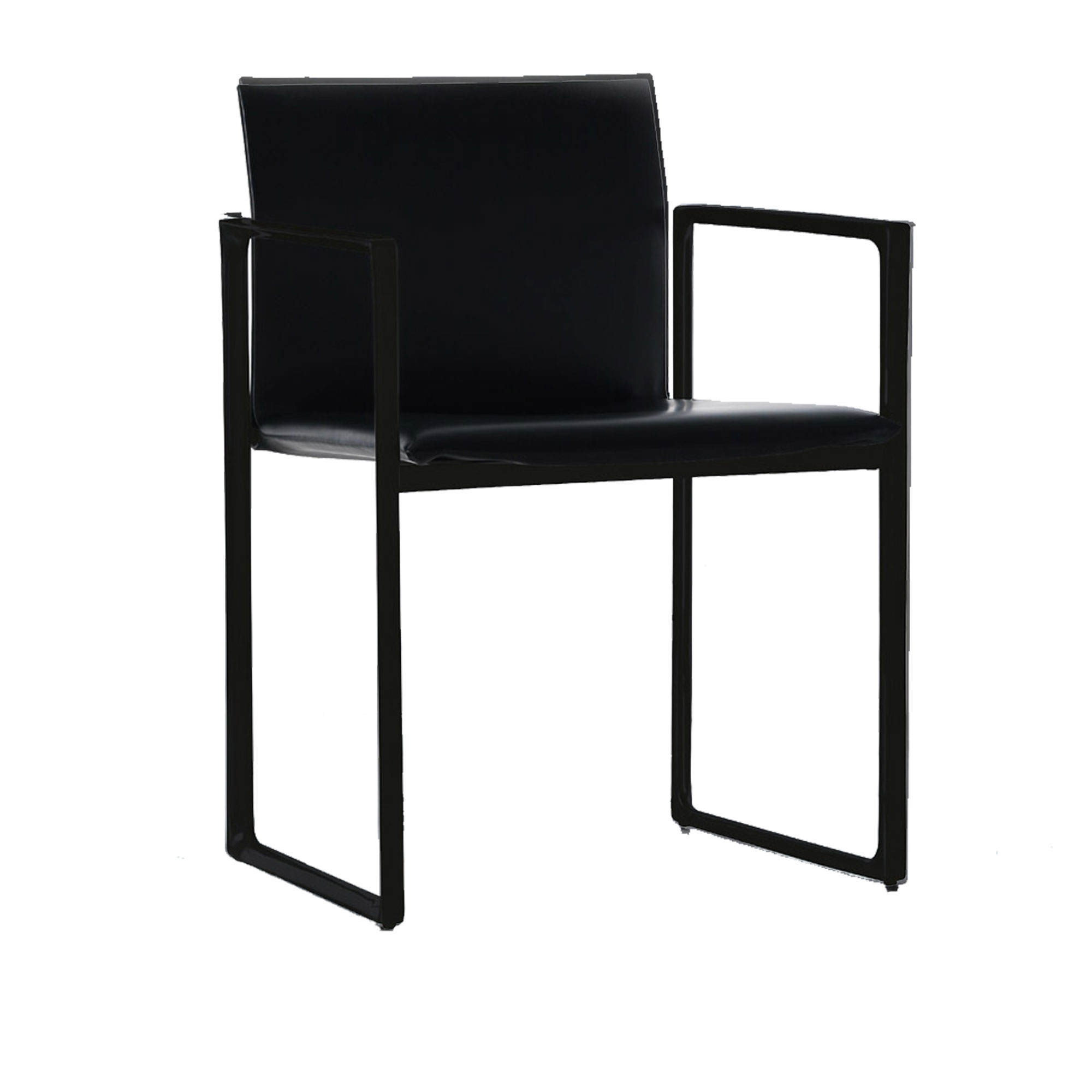Cassina - 184 Eve Small Armchair, Black Painted Aluminium Frame, Saddle Leather Black - Spisestoler - Piero Lissoni - Svart - Lær/Metall