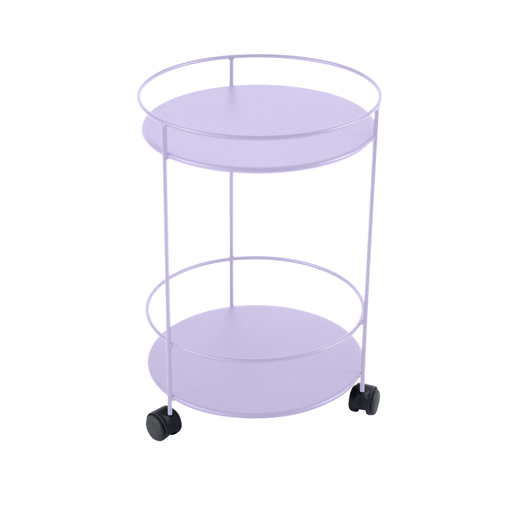 Fermob - Guinguette Side Wheeled Table With Solid Double Top, Marshmallow - Småbord & Sidobord utomhus - Vit - Metall