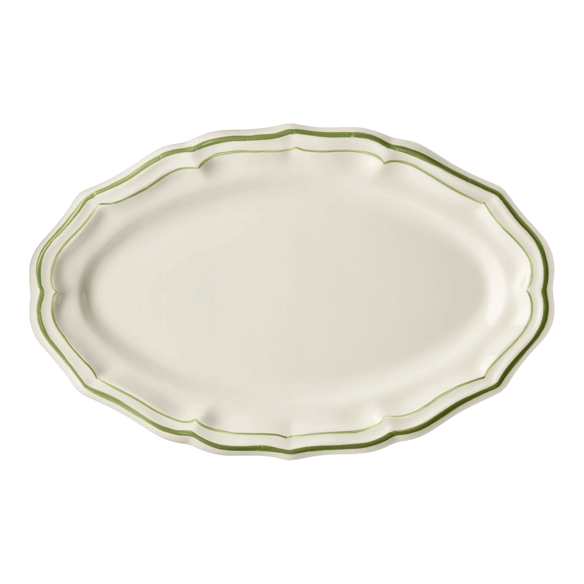 Gien - Filet oval serveringsfat grön - Grön - Keramik