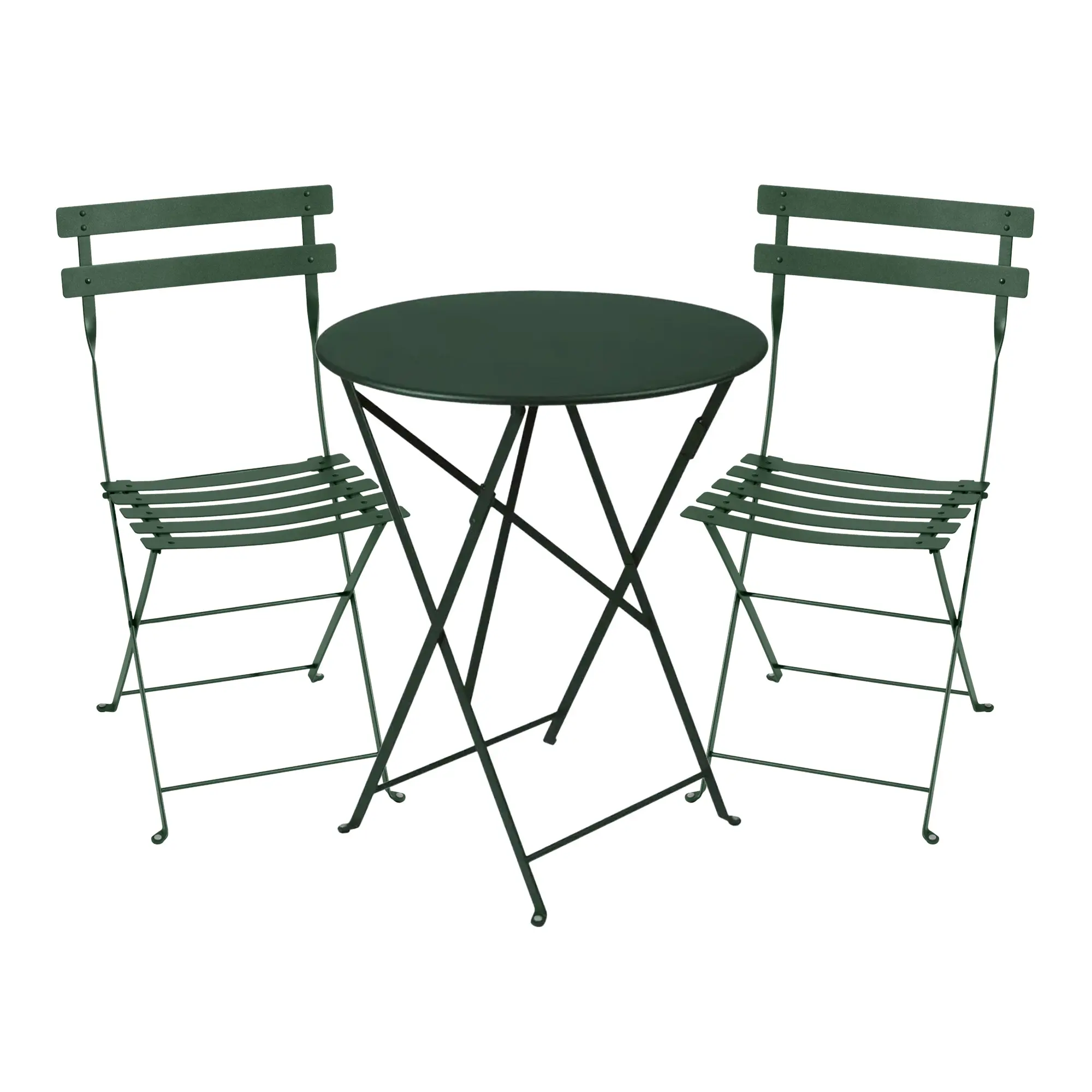 Bistro matgrupp runt bord Ø57cm & 2 metall stolar