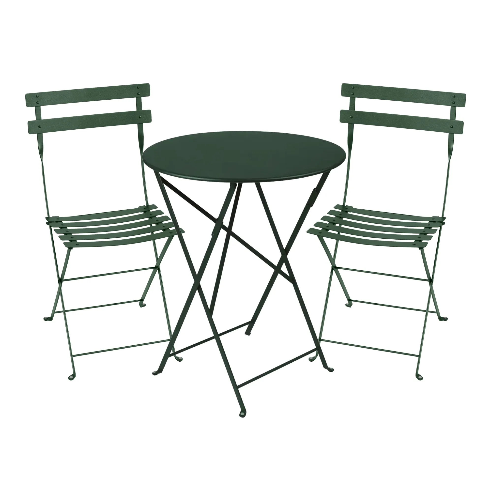 Bistro matgrupp runt bord Ø57cm & 2 metall stolar