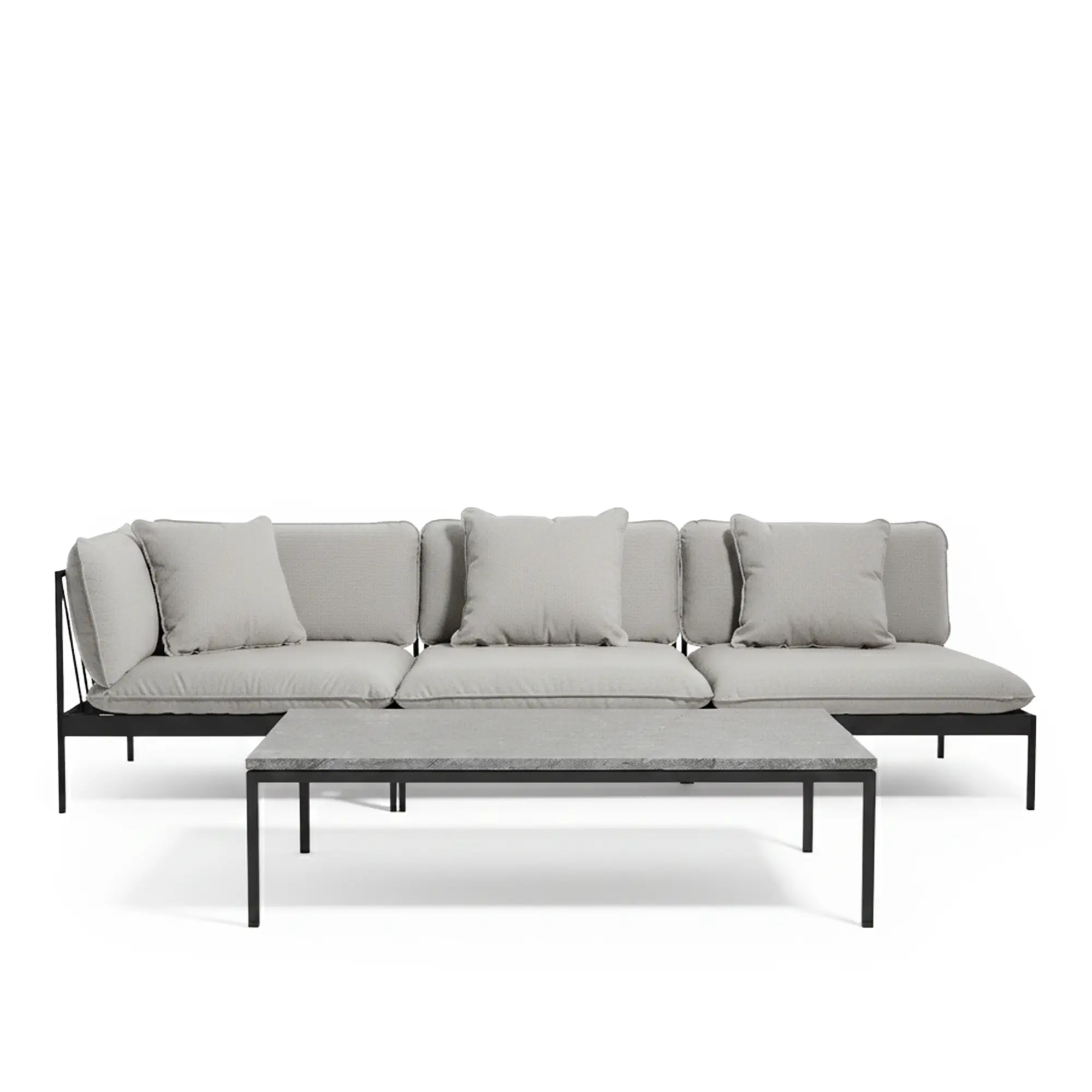 Bönan utomhussoffa & Bönan soffbord utomhus – Dark Grey Aluminium, Light Grey Sunbrella Sling