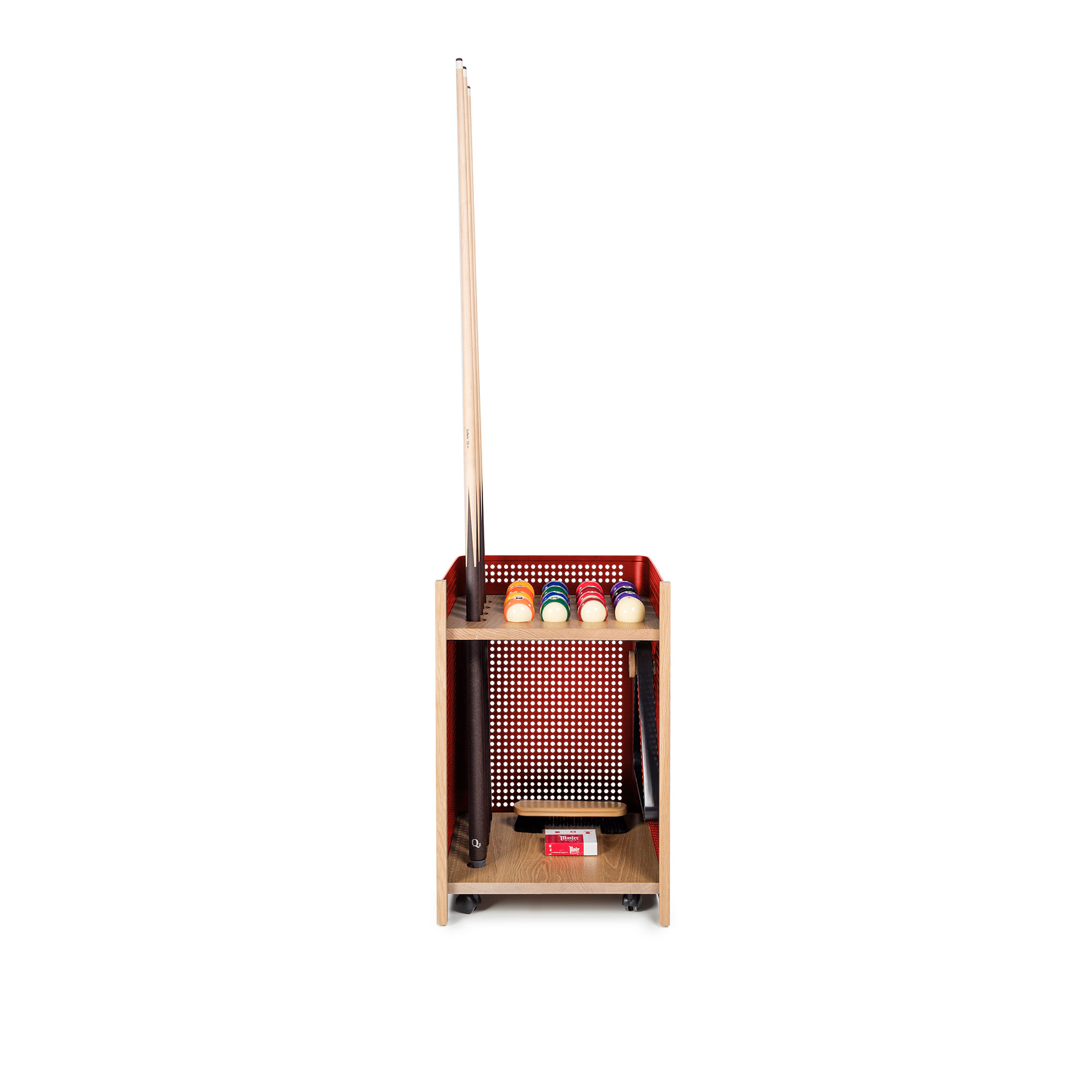 RS Barcelona - Mou Indoor Floor Cue Rack, Red, Oak tray - Spel - Yonoh