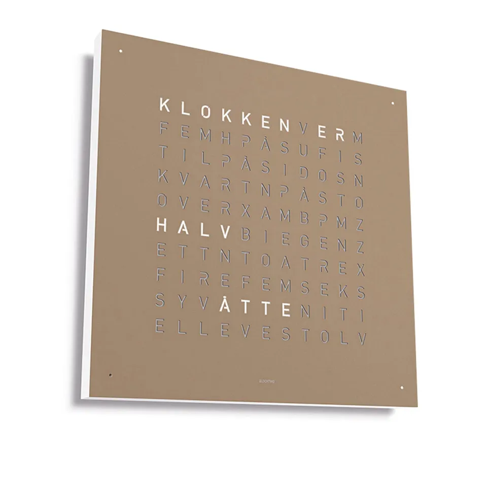 Qlocktwo Earth 90 Stainless Steel - Hazelnut