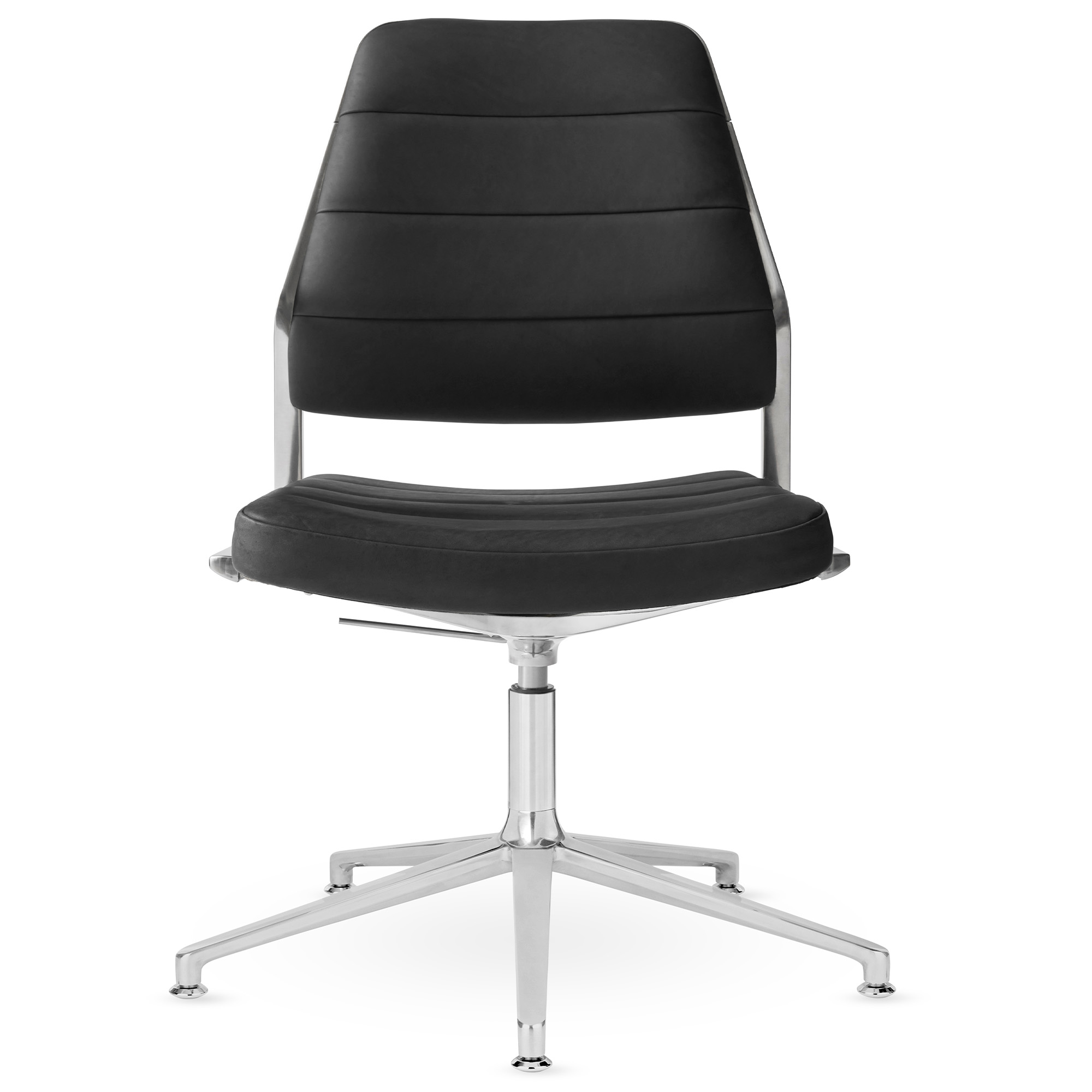 Vipp - Vipp454+ Swivel chair, polished, gliders, Black leather - Kontorsstolar