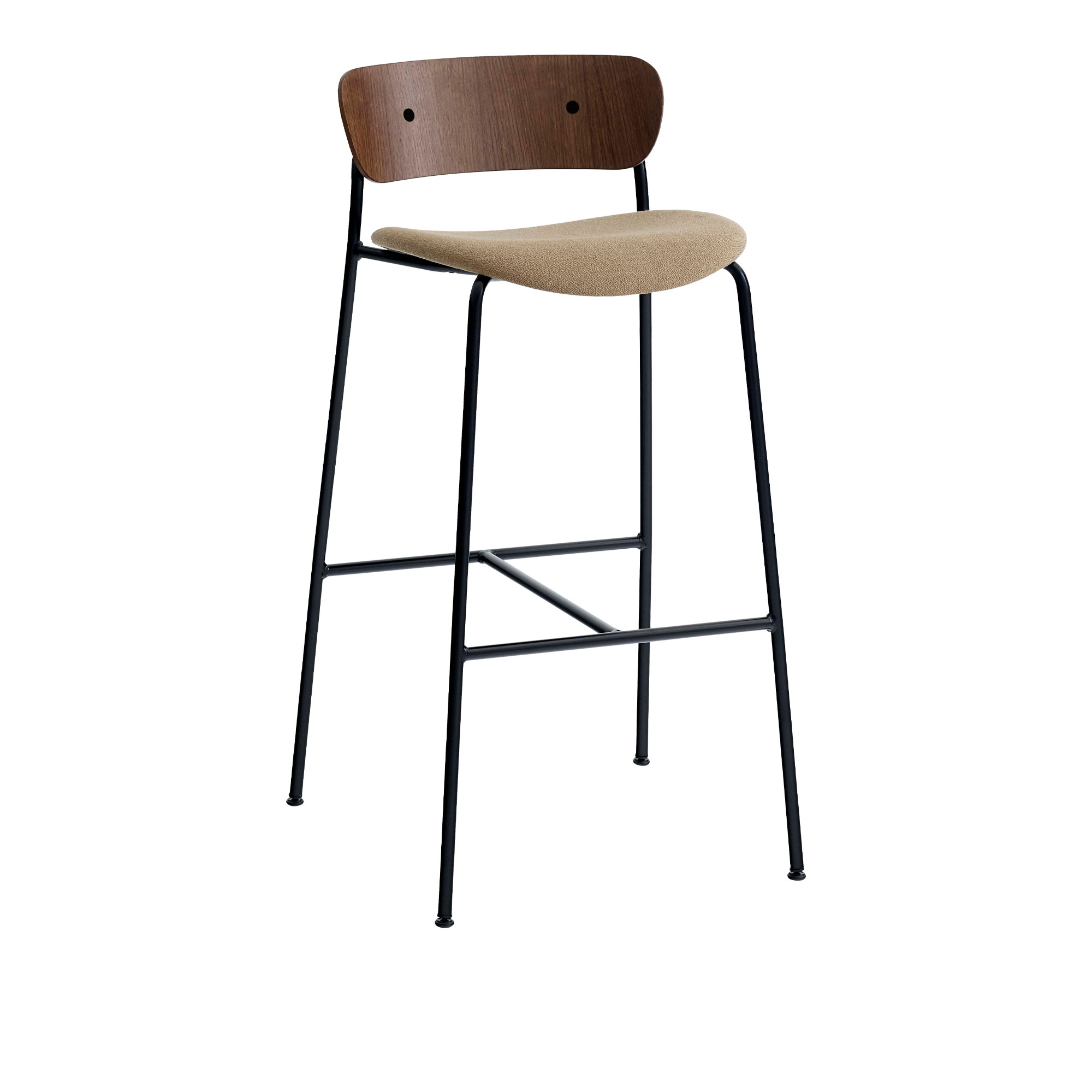 &Tradition - Pavilion AV10 - Lacquered Walnut - Fabric cat.2 - Velvet 5 Amber - Barstolar & barpallar - Anderssen & Voll - Metall/Trä