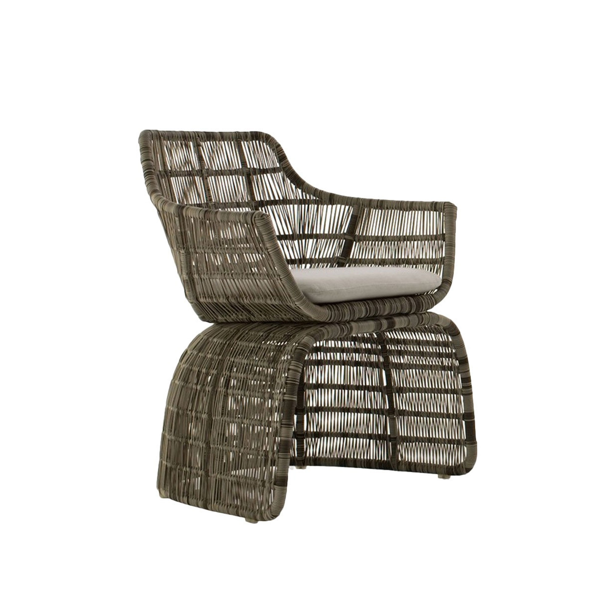 B&B Italia - Crinoline Outdoor Chair C2P, Tortora Interlacing, Tortora Frame, Seat Cushion, Fabric Outdoor 02, Super Scirocco 280 - Matstolar utomhus - Patricia Urquiola - Beige - Metall/Syntetiskt