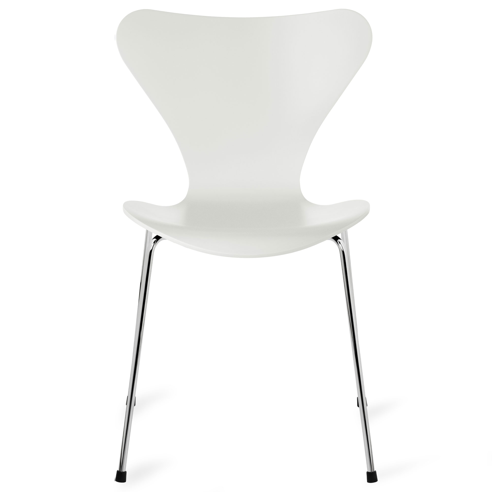Fritz Hansen - Sjuan 3107 stol lackerad bokfanér chrome / white - Matstolar - Arne Jacobsen - Vit - Metall/Trä | Möbler - Stolar Och Pallar - Matstolar | Möbelexperten