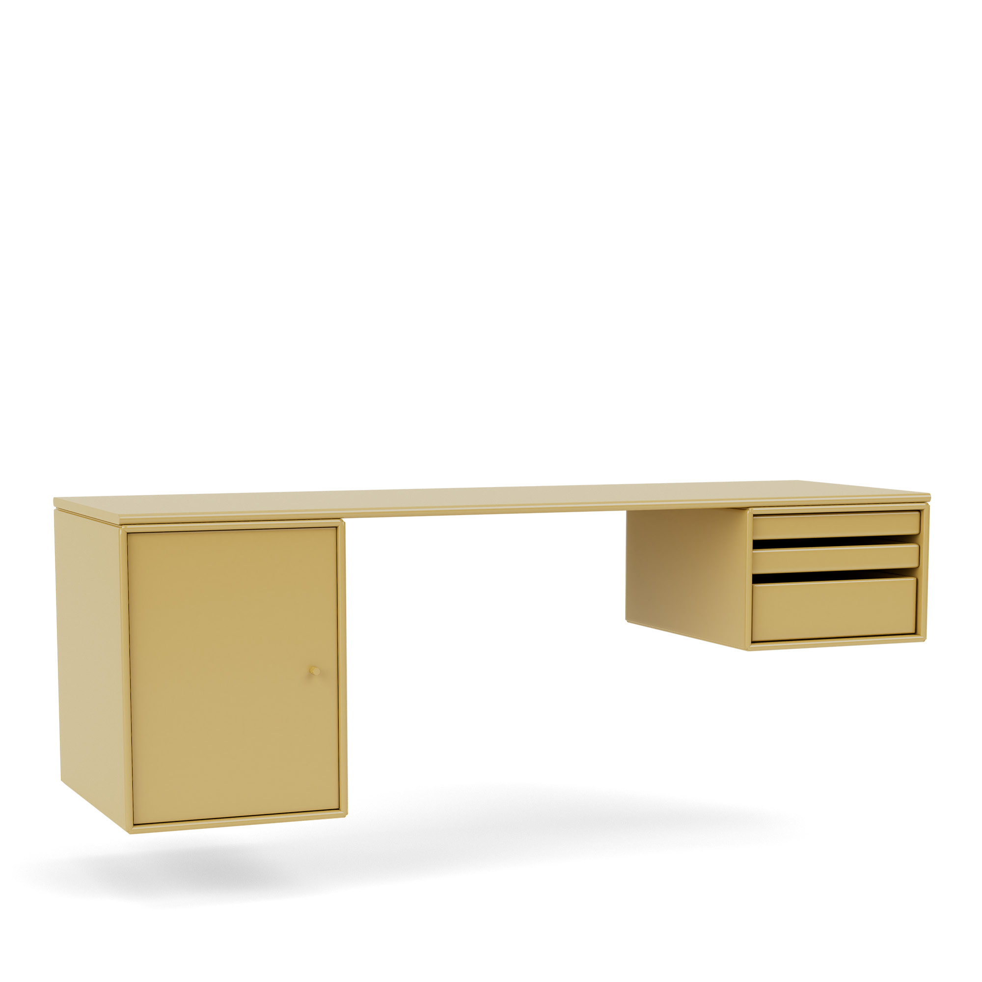 montana - workshop work desk 157-cumin 04 suspension rails - skrivbord - peter j. lassen - gul - trä