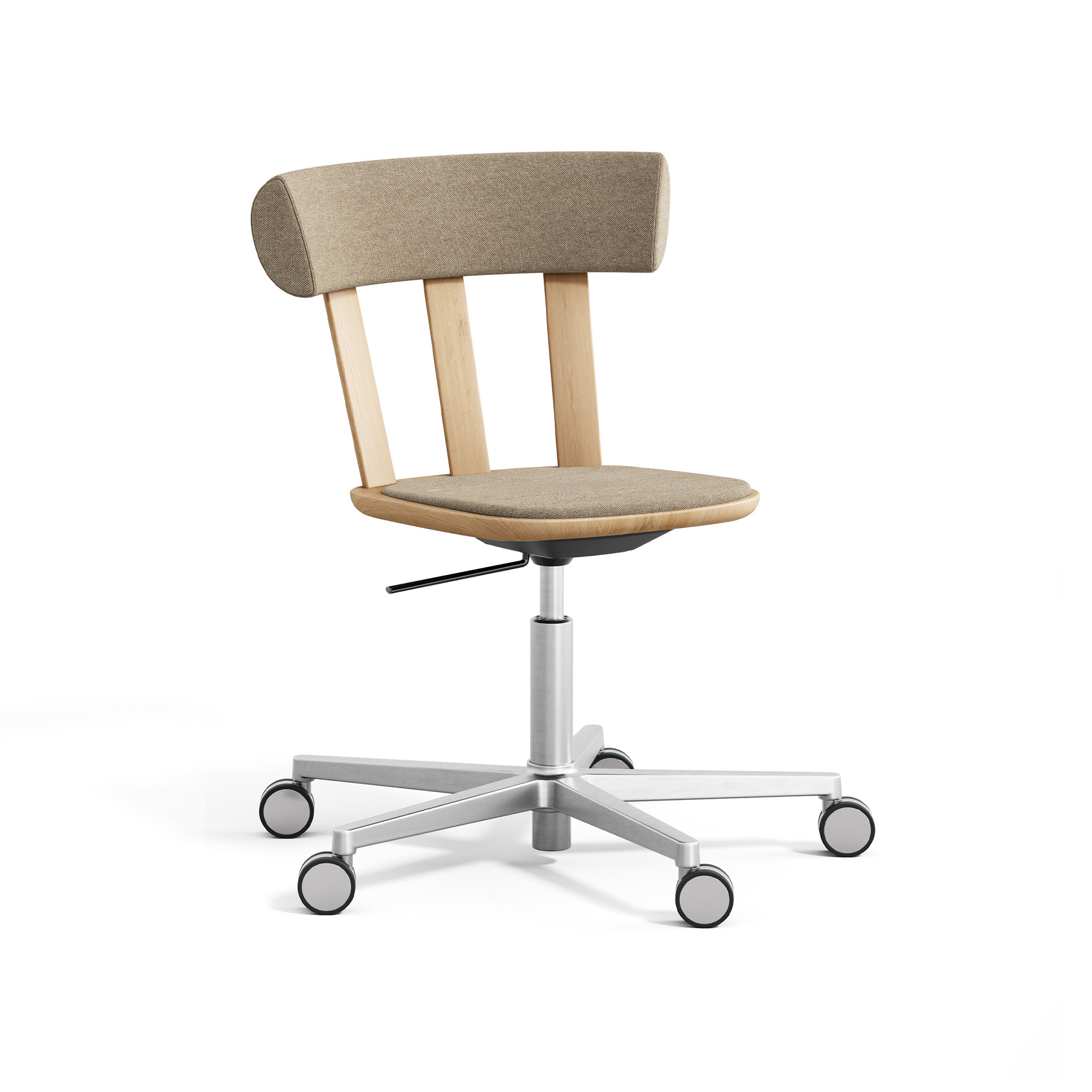 Stolab - Alt Stol Klädd Ek, S-Stativ Silver, Ljus Mattlack, Hallingdal 65-200 - Skrivbordsstolar - Form Us With Love - Träfärgad - Metall/Trä