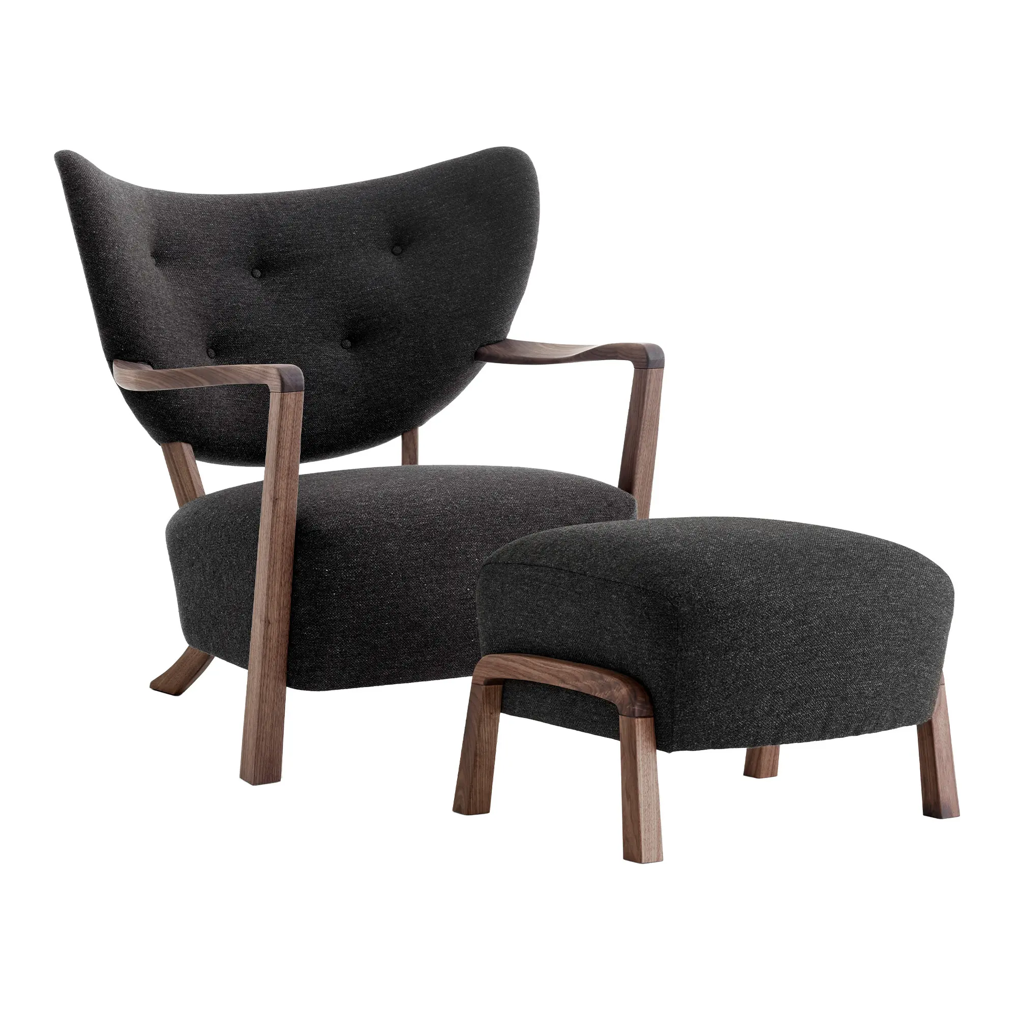 Wulff Lounge Chair ATD2 + Pouf ATD3 Walnut