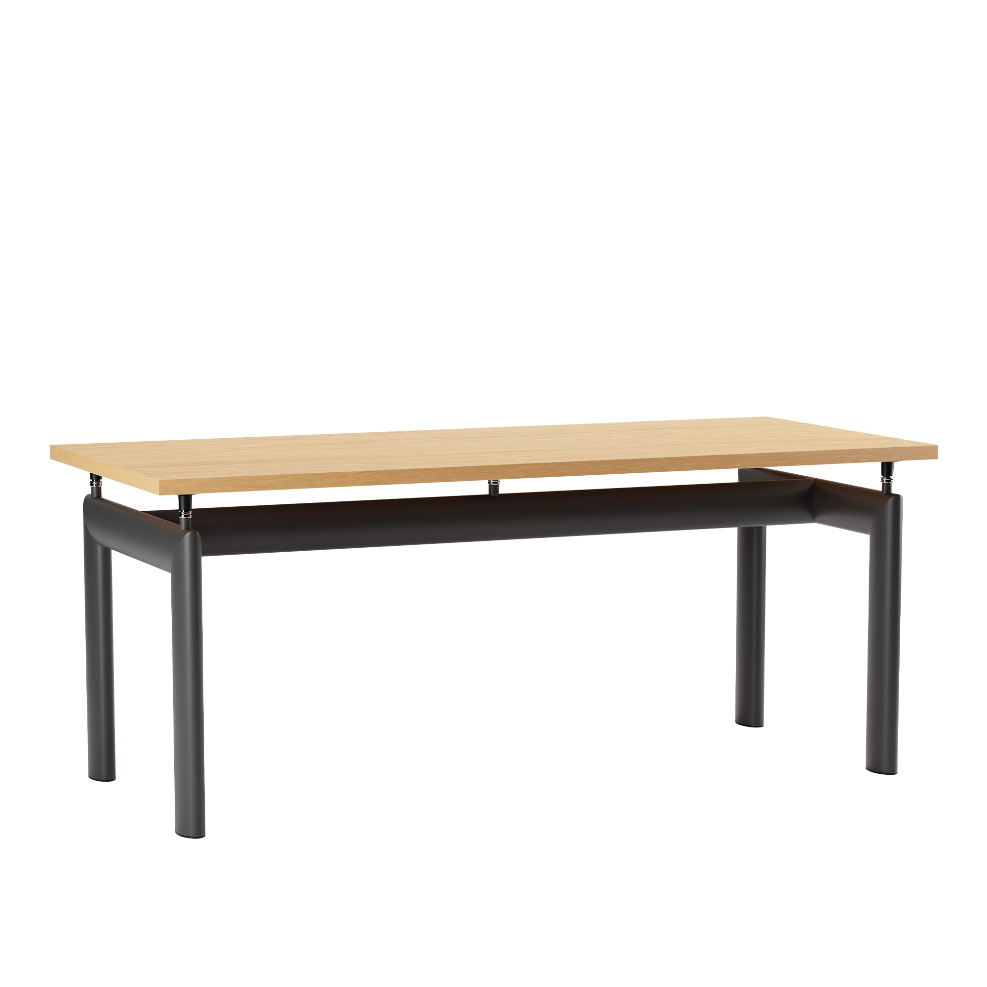 Cassina - LC6 Table, Grey Enamel Steel Base, Natural Oak, 170 X 75 cm - Matbord - designer_charlotte_perriand,designer_le_corbusier,designer_pierre_jeanneret - Träfärgad,Grå - Metall/Trä