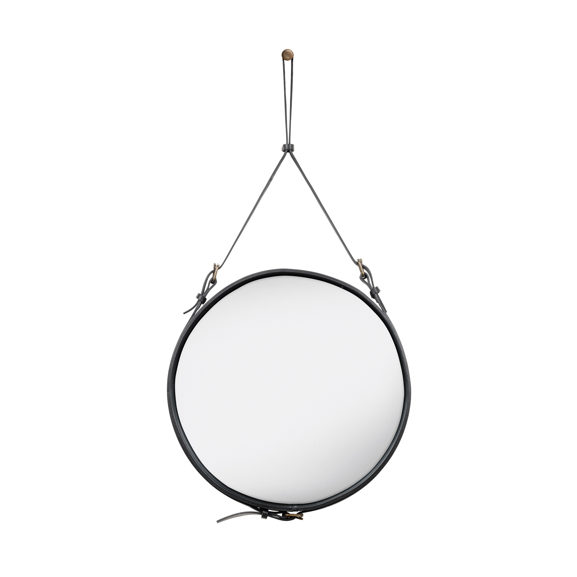 Gubi - Adnet Circulaire Spegel, Ø 58 cm, Läder: Svart - Halvkroppsspeglar - Jacques Adnet - Svart