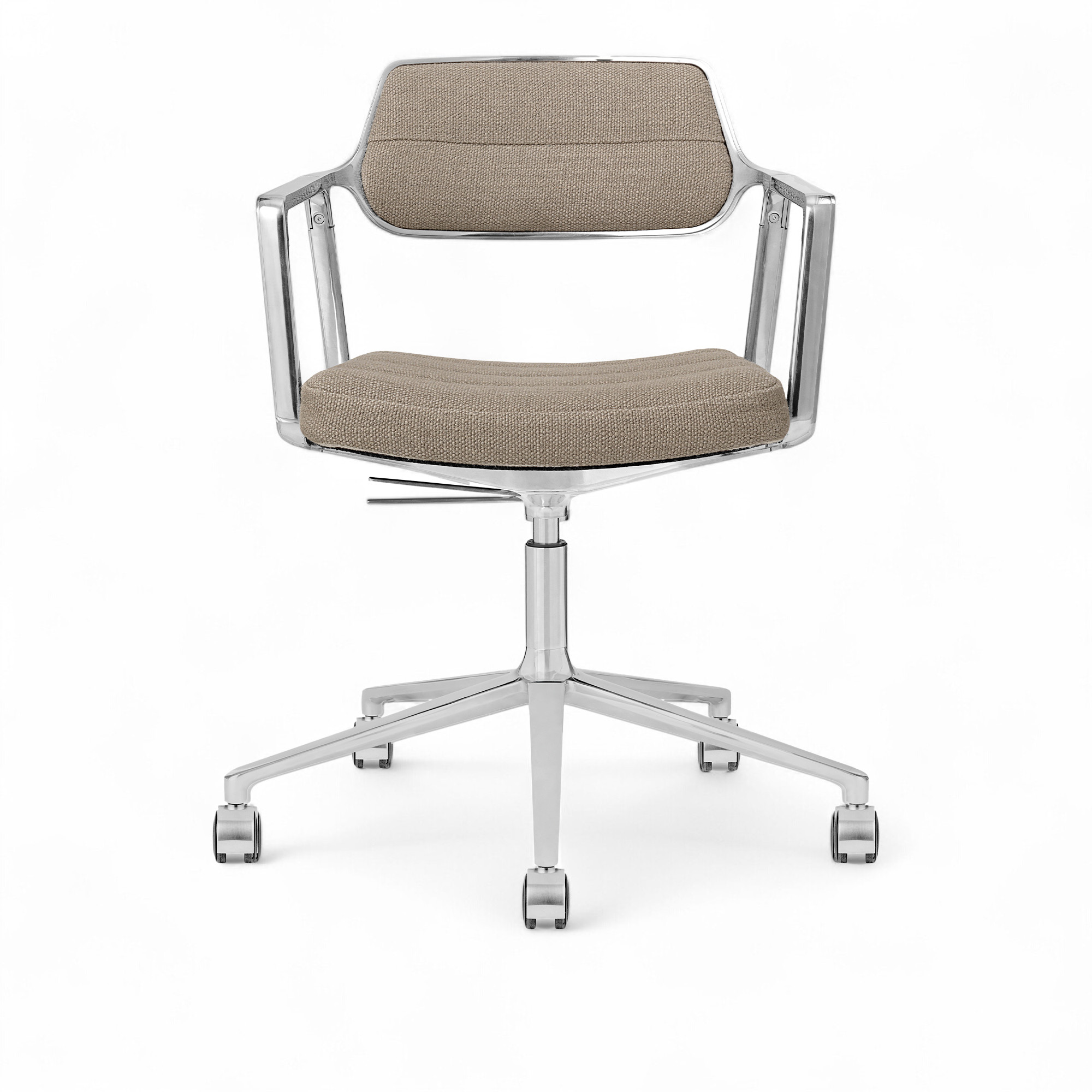 vipp - vipp453+ kontorstol med hjul polerad ram med dark sand textil - kontorsstolar - beige